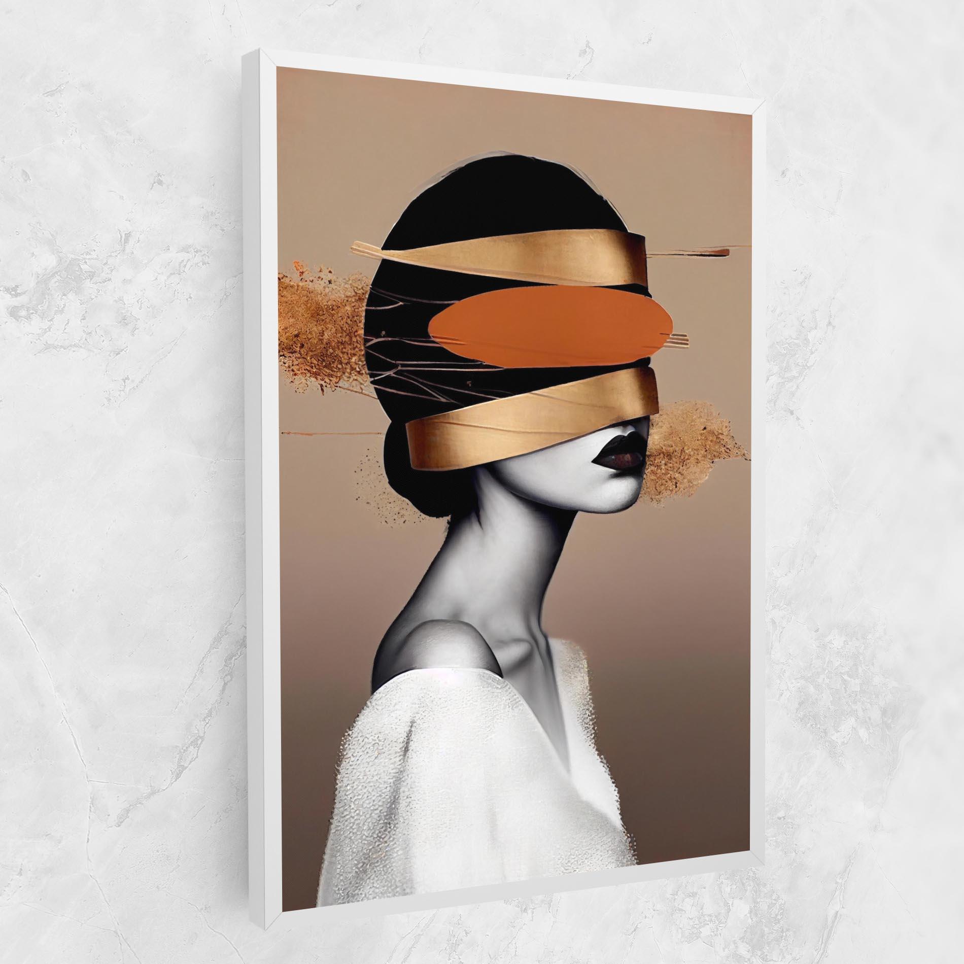 Leinwandbild Woman With Gold Lines mockup 1