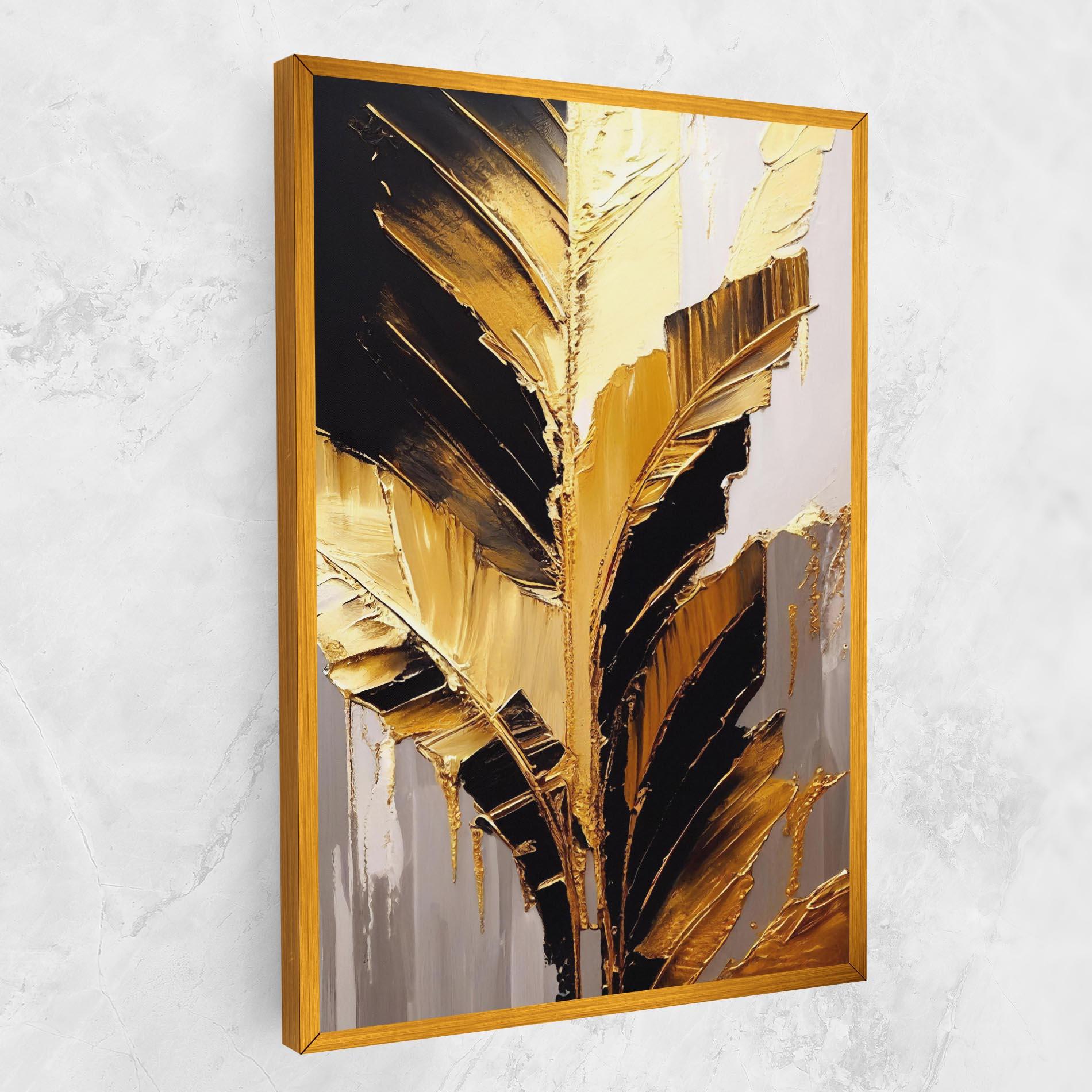 Leinwandbild Balck With Gold Leafs mockup 1