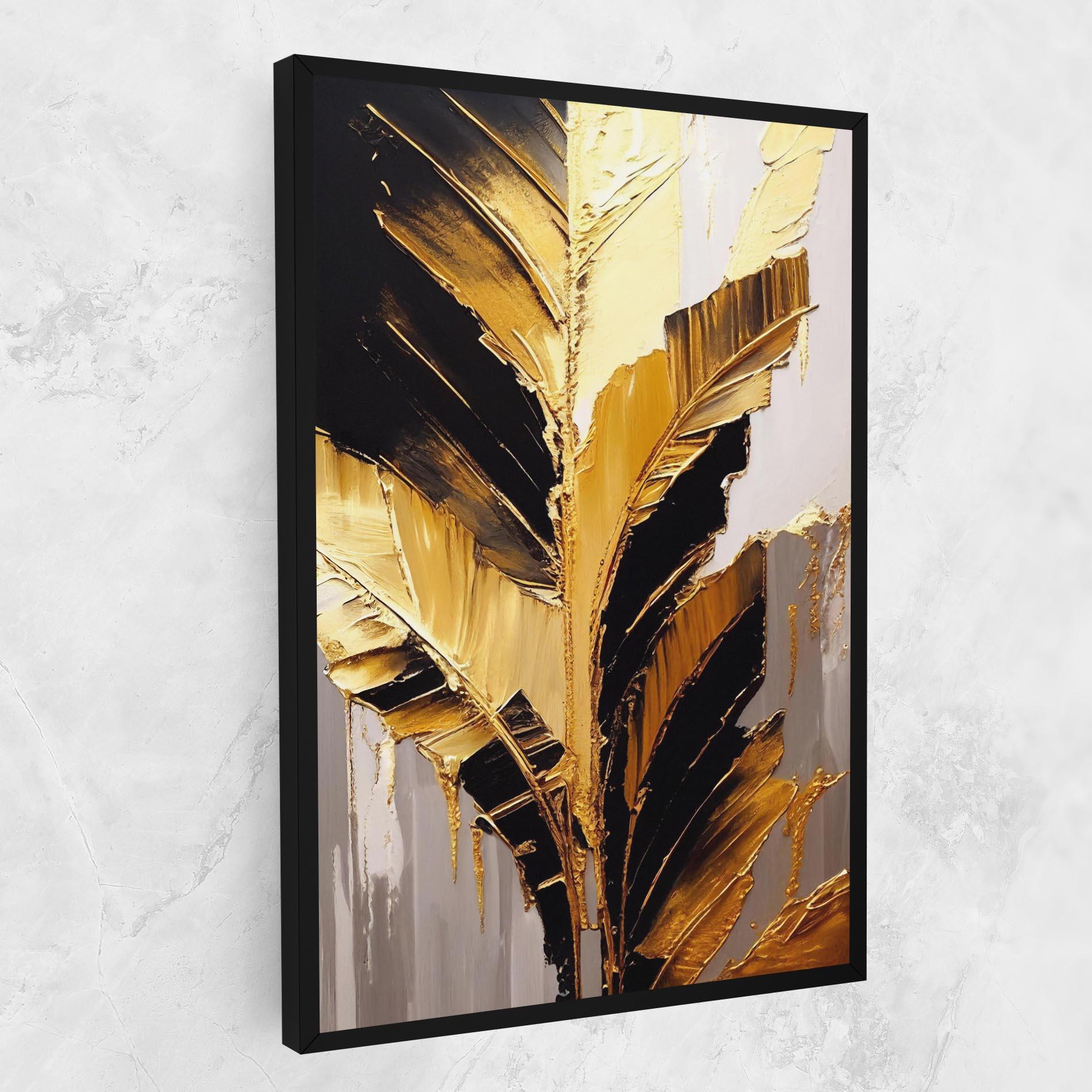 Leinwandbild Balck With Gold Leafs mockup 1