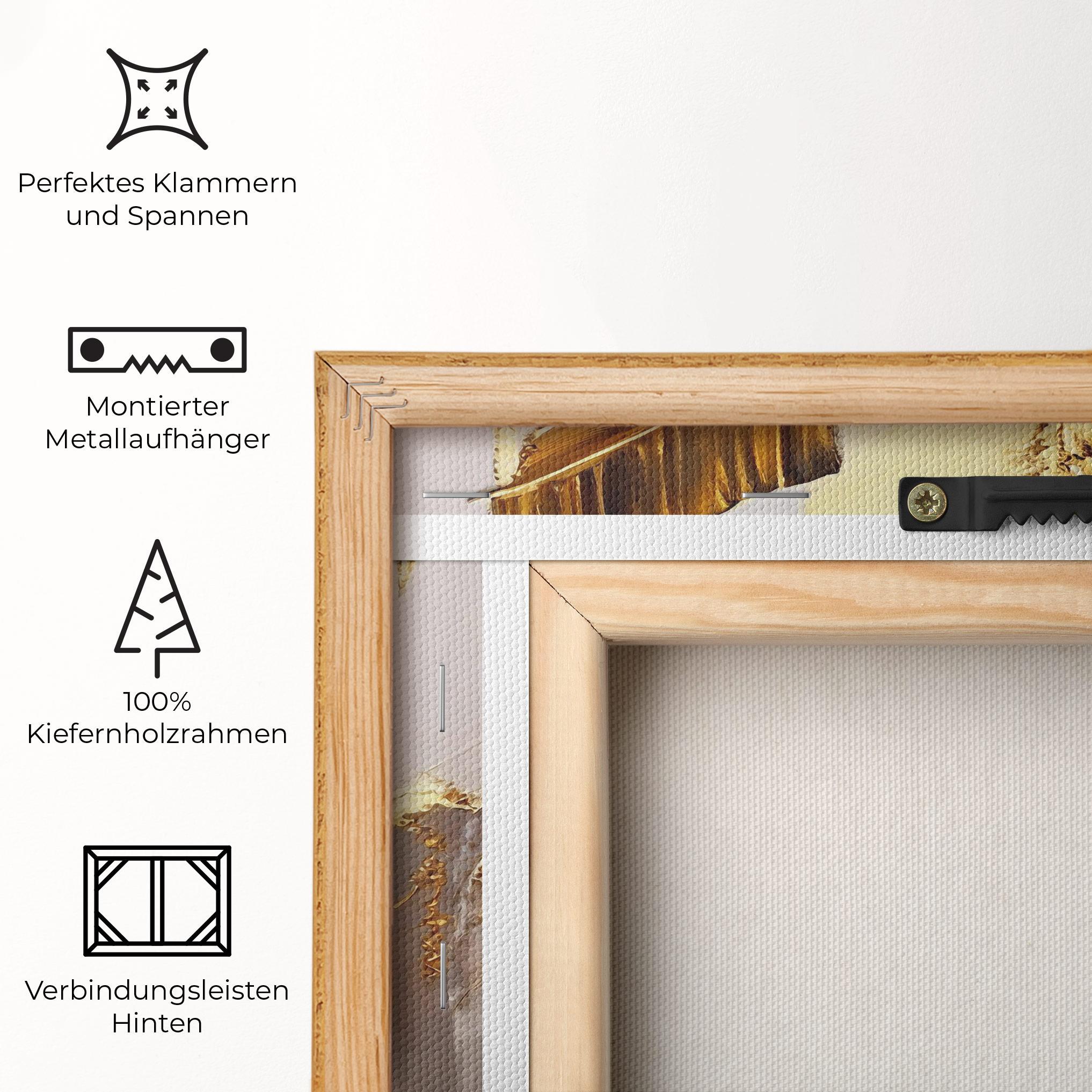 Leinwandbild Balck With Gold Leafs mockup 5