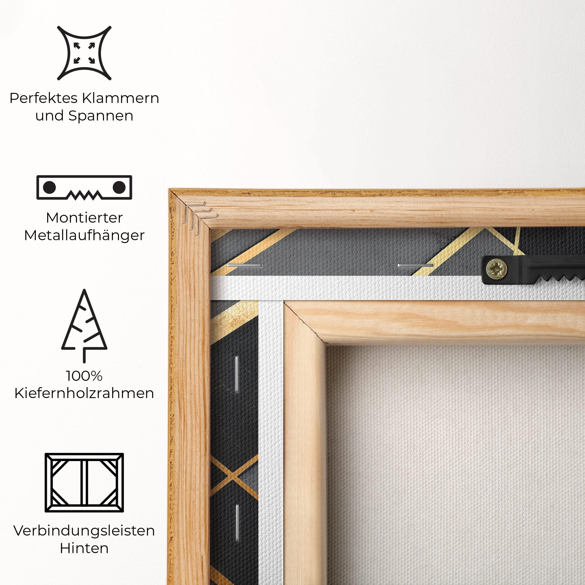 Leinwandbild Grey Painting With Gold Lines mockup 5