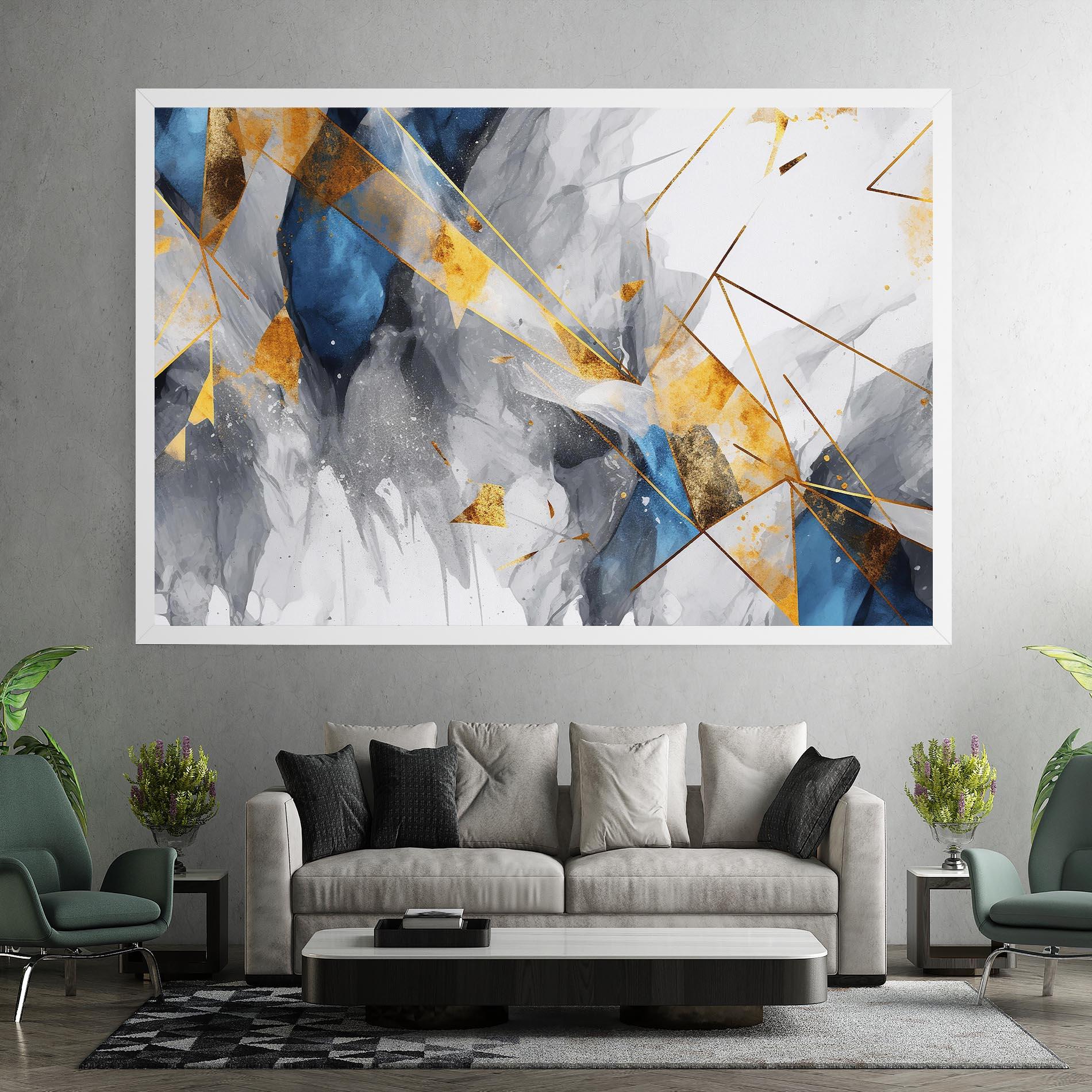 Leinwandbild Abstract Gold Blue Pattern mockup 7