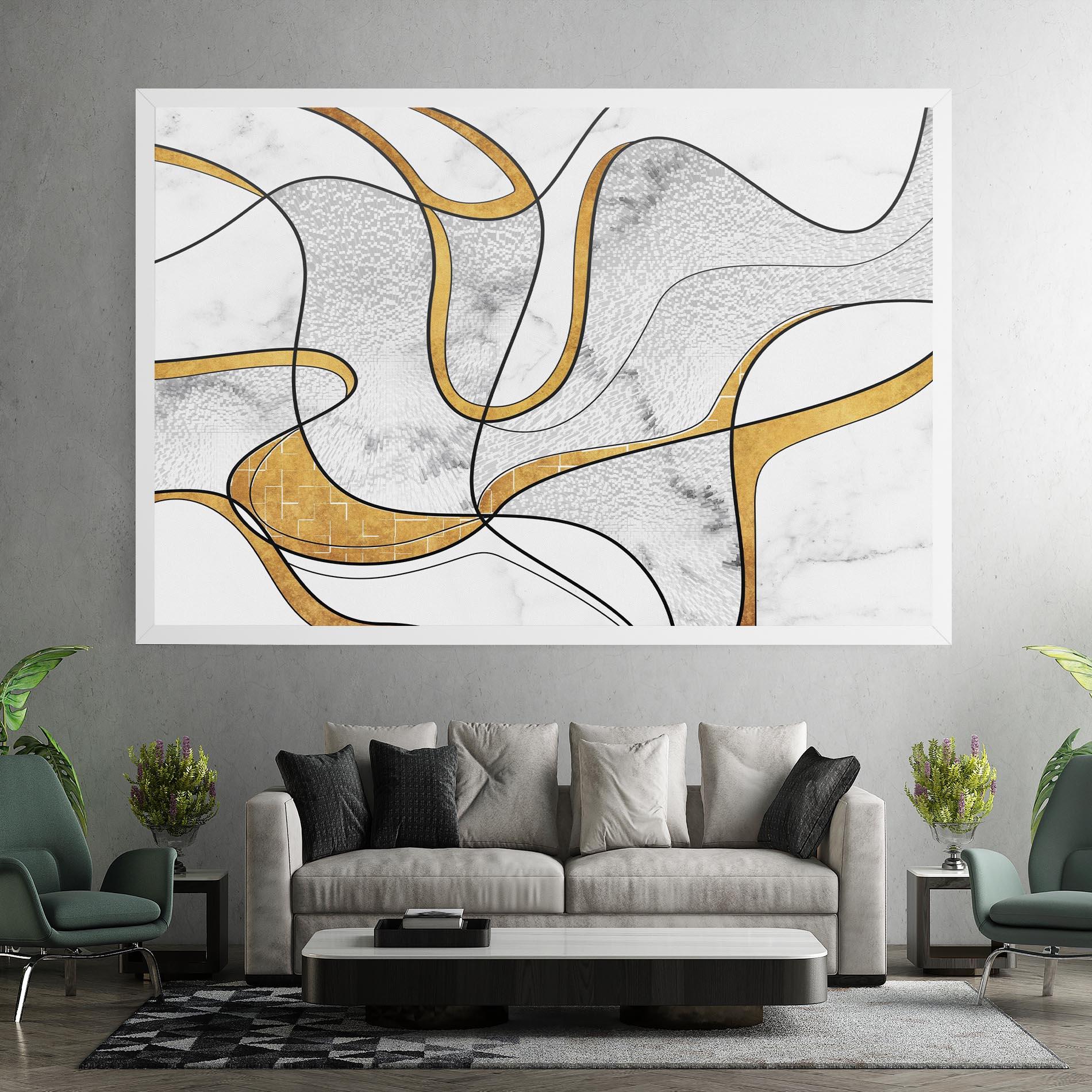 Leinwandbild Abstract Gold Lines mockup 7