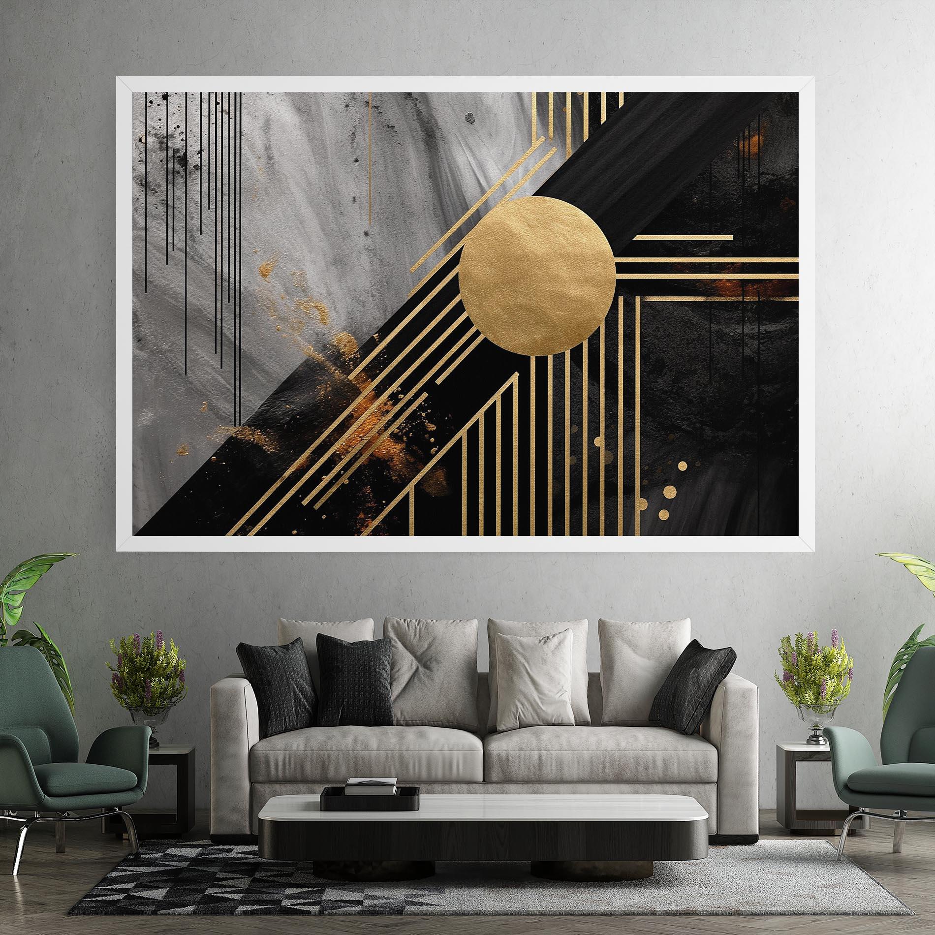 Leinwandbild Gold Circle With Lines mockup 7