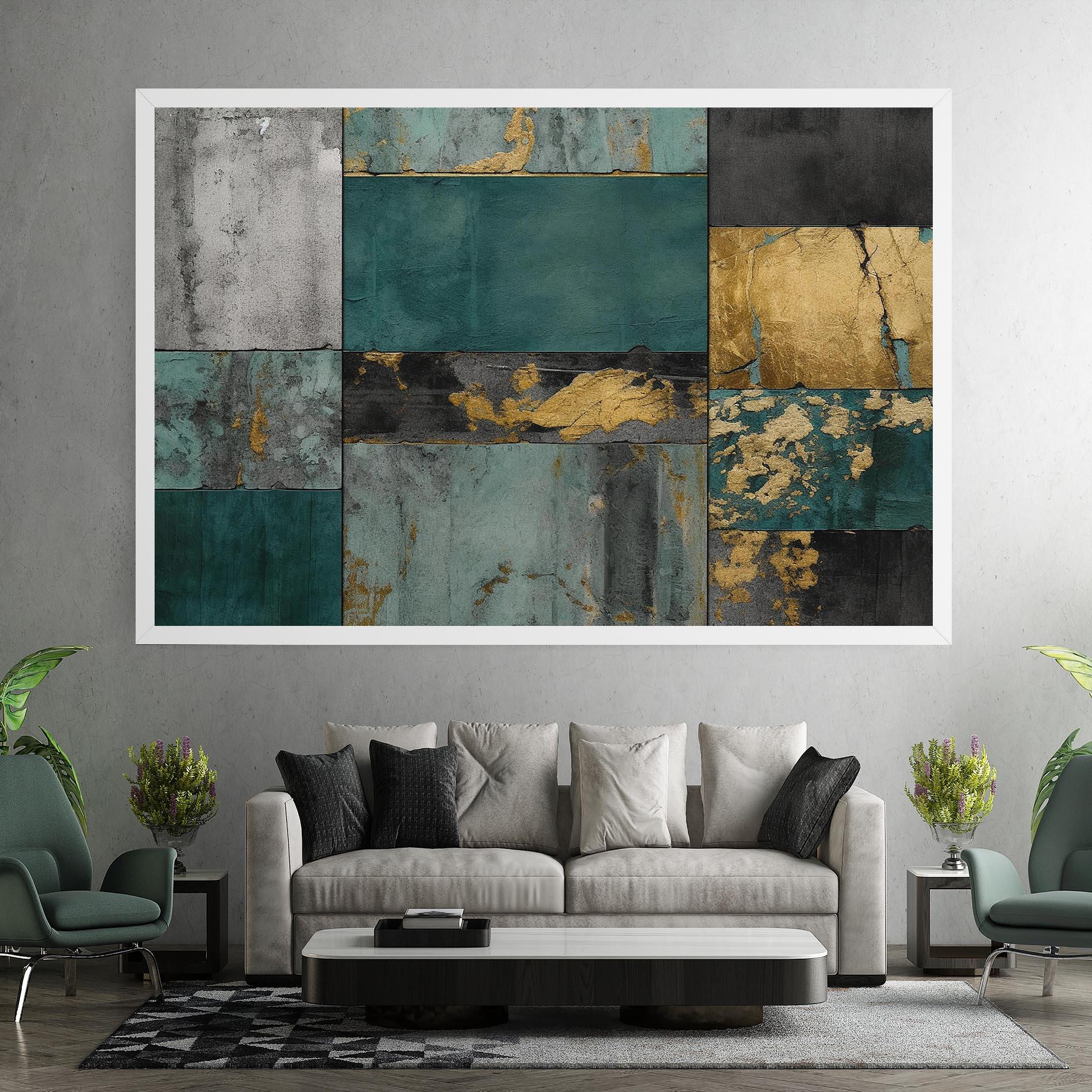 Leinwandbild Golden Green Painting mockup 7