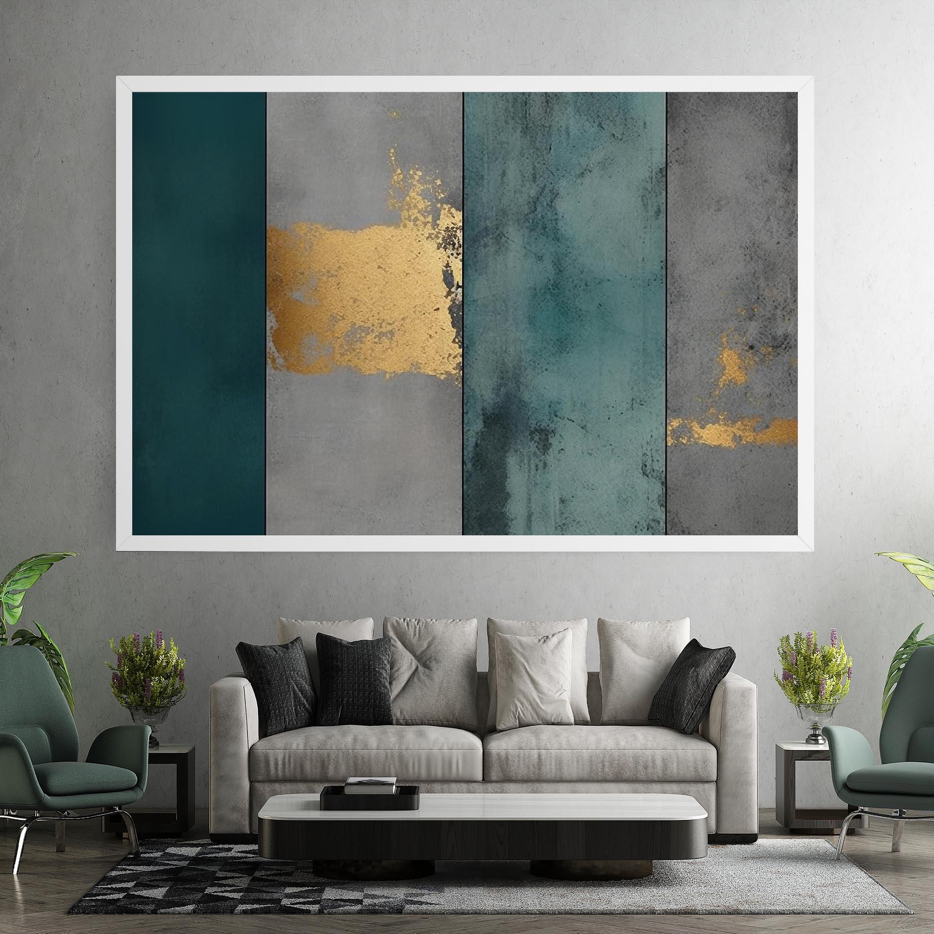 Leinwandbild Green Colors With Gold mockup 7