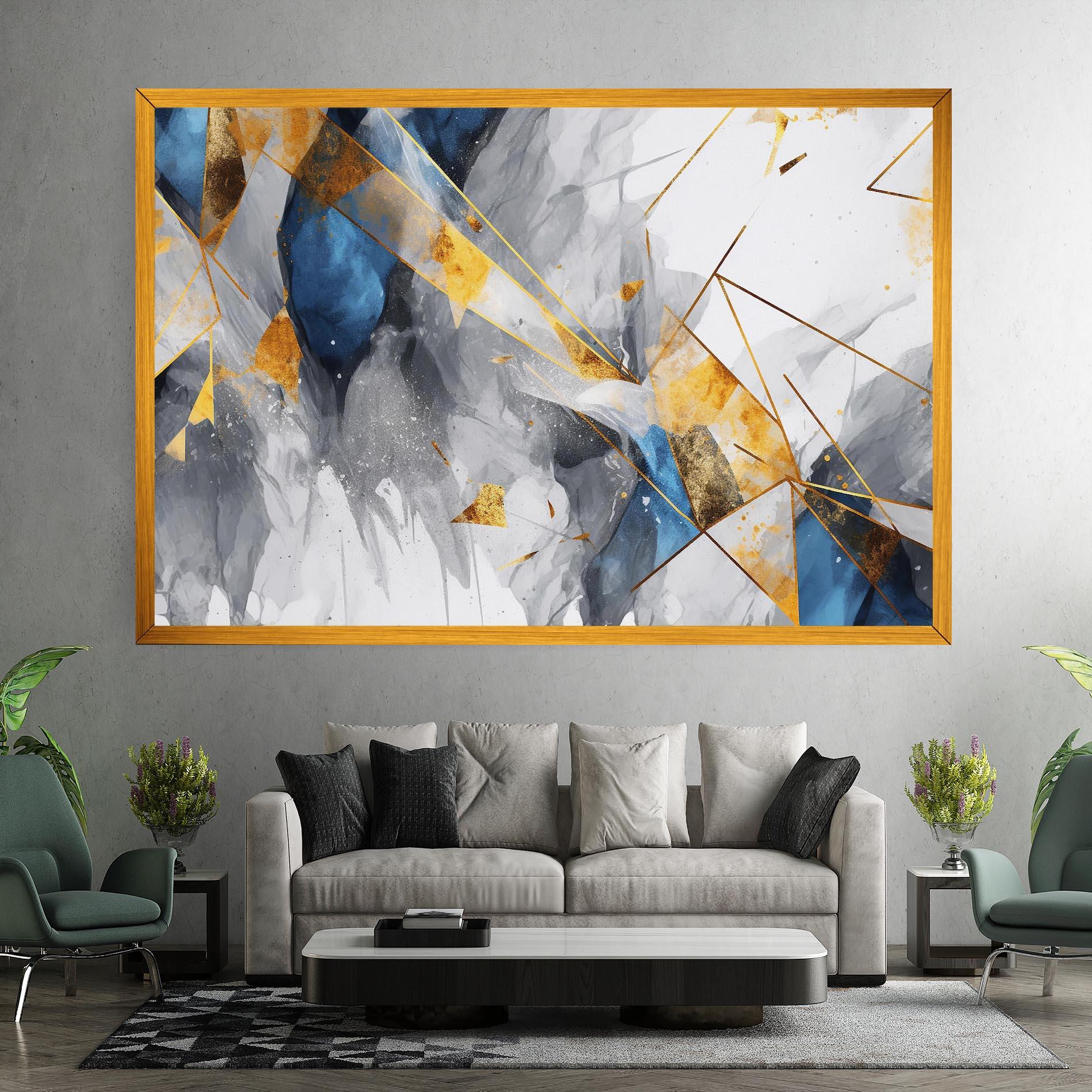 Leinwandbild Abstract Gold Blue Pattern mockup 7