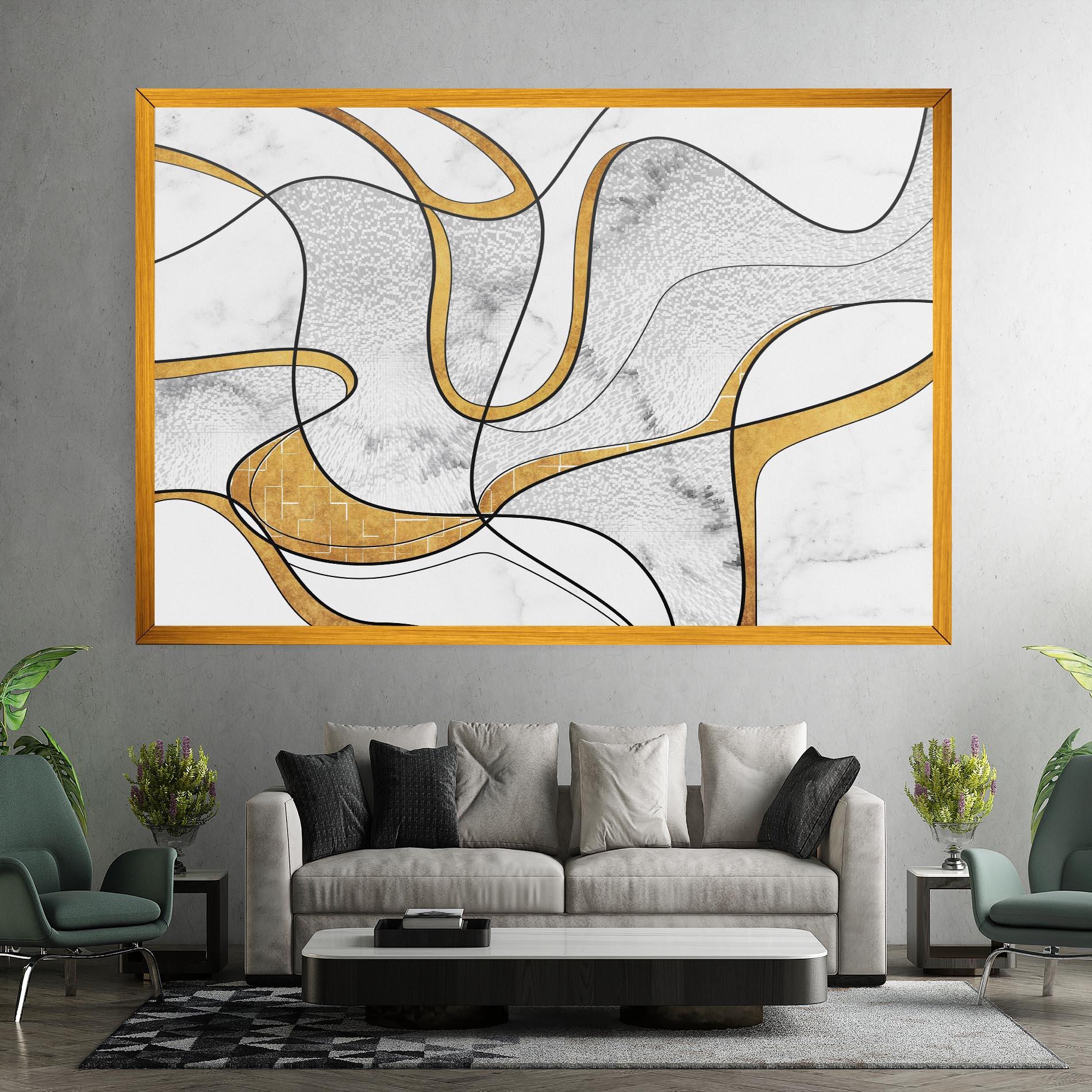 Leinwandbild Abstract Gold Lines mockup 7