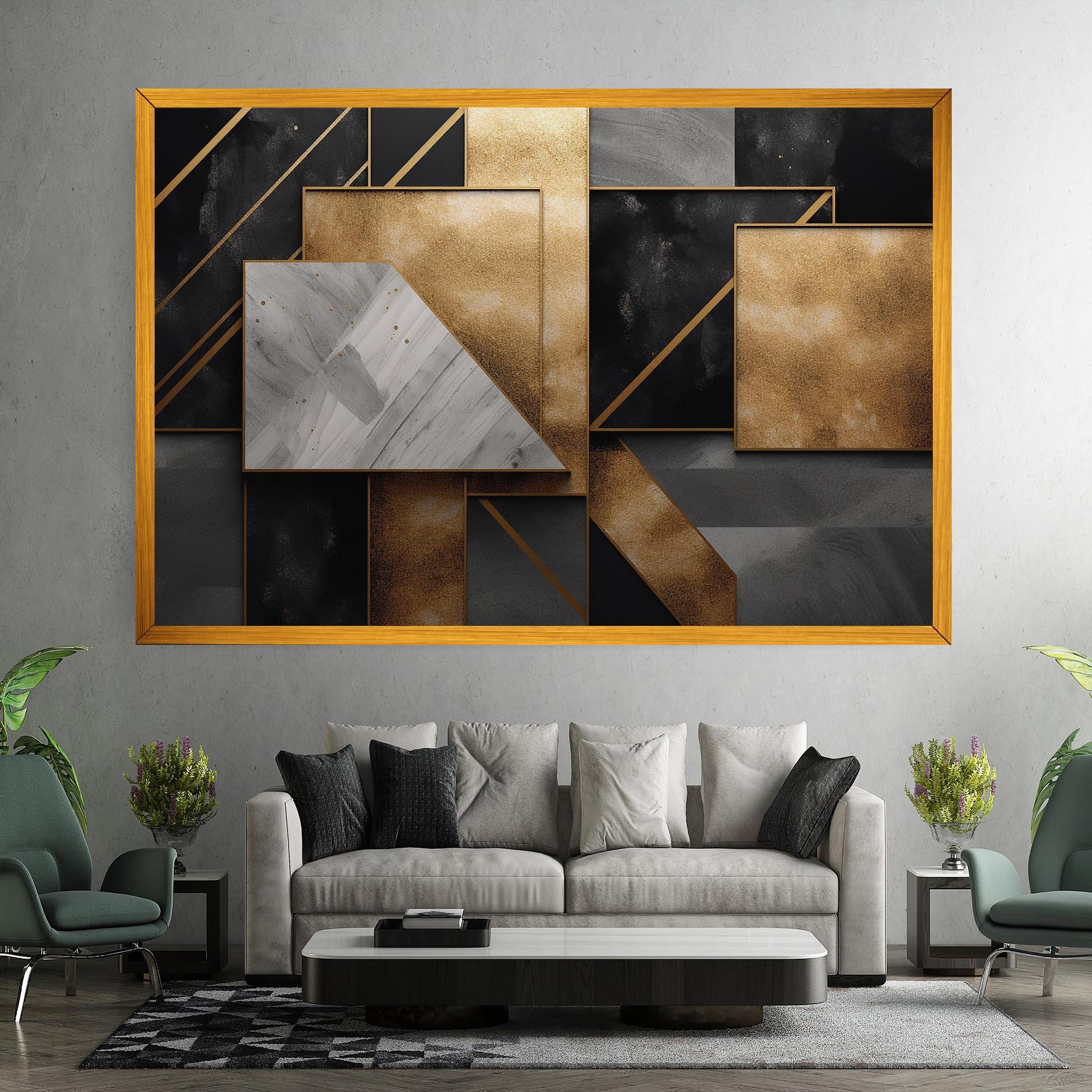 Leinwandbild Abstract Gold Square mockup 7