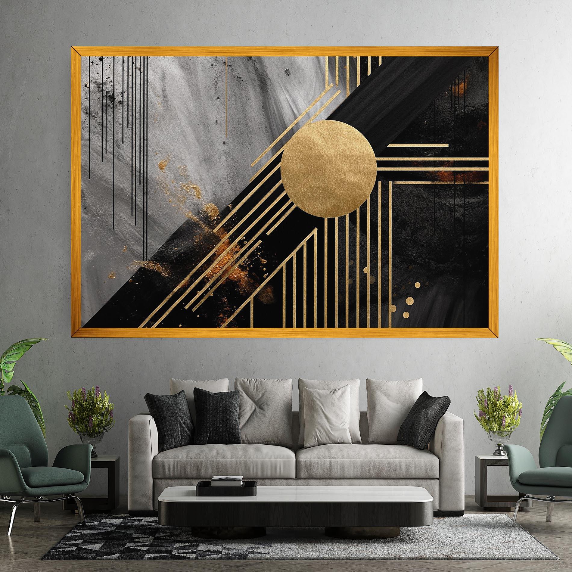 Leinwandbild Gold Circle With Lines mockup 7