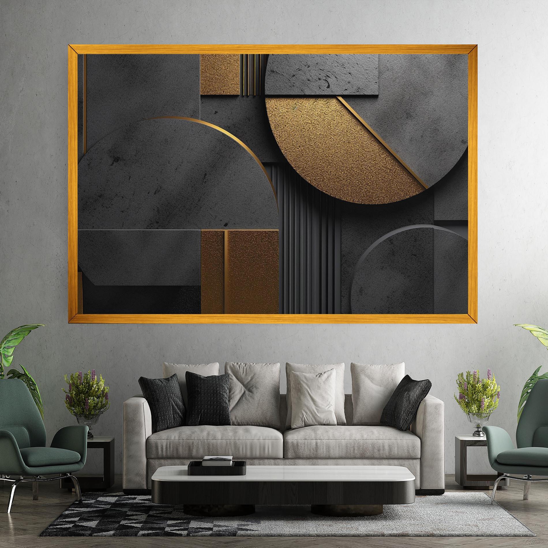 Leinwandbild Gold With Grey Circle mockup 7