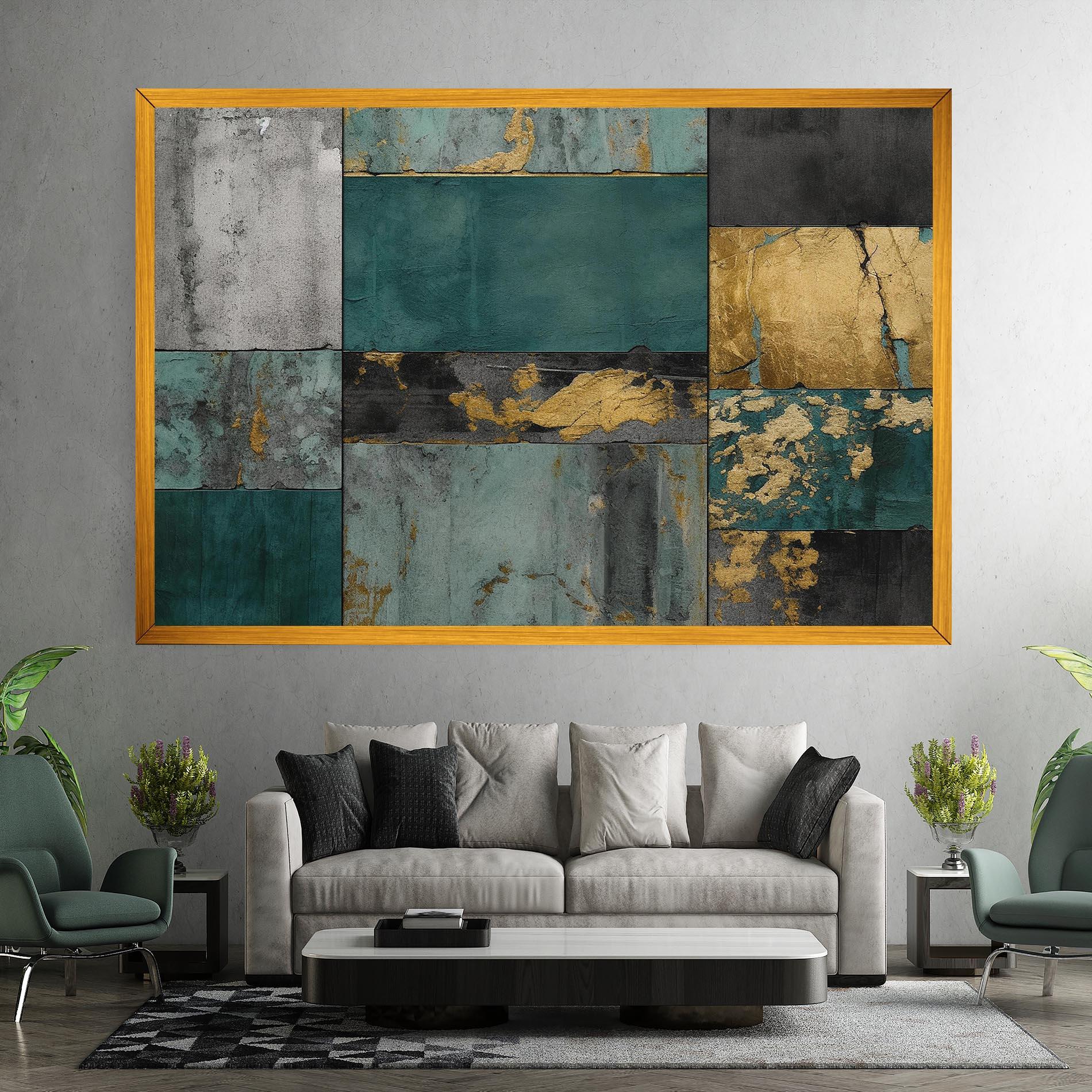 Leinwandbild Golden Green Painting mockup 7