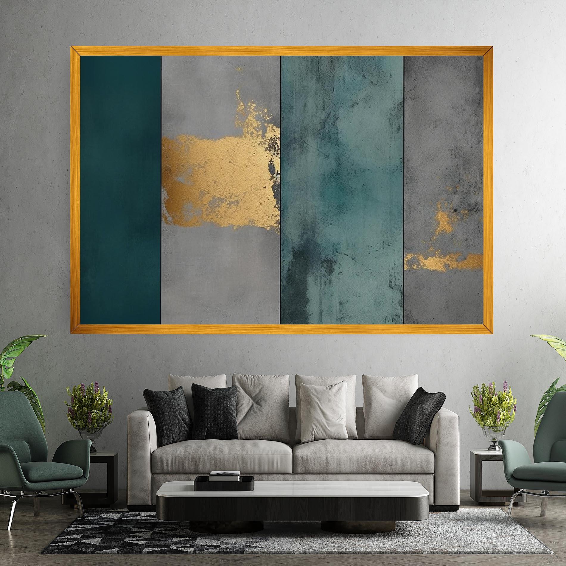 Leinwandbild Green Colors With Gold mockup 7