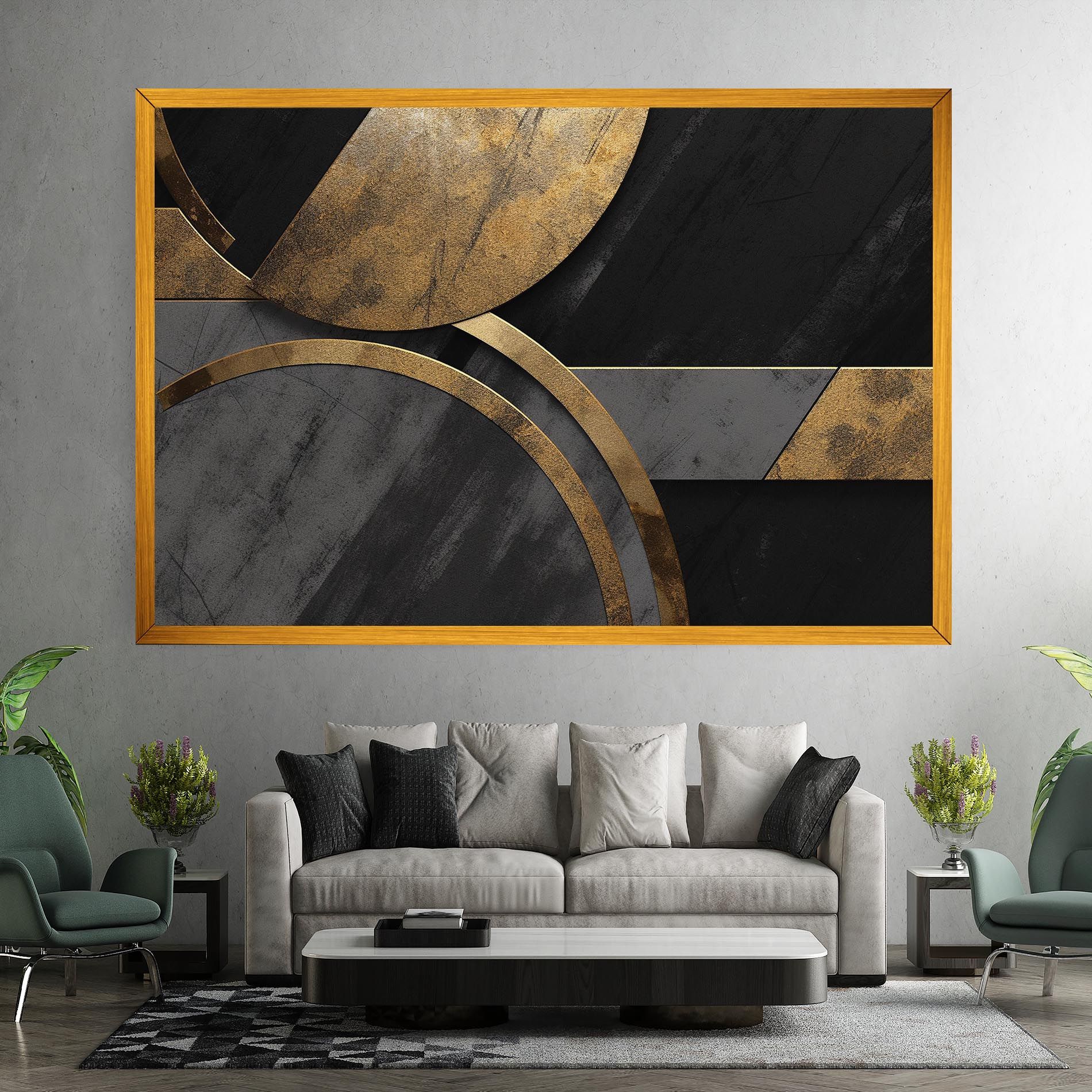 Grey With Gold Painting mockup 7