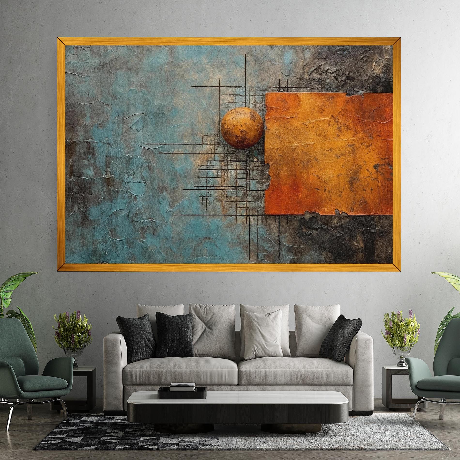Orange Square Painting mockup 7