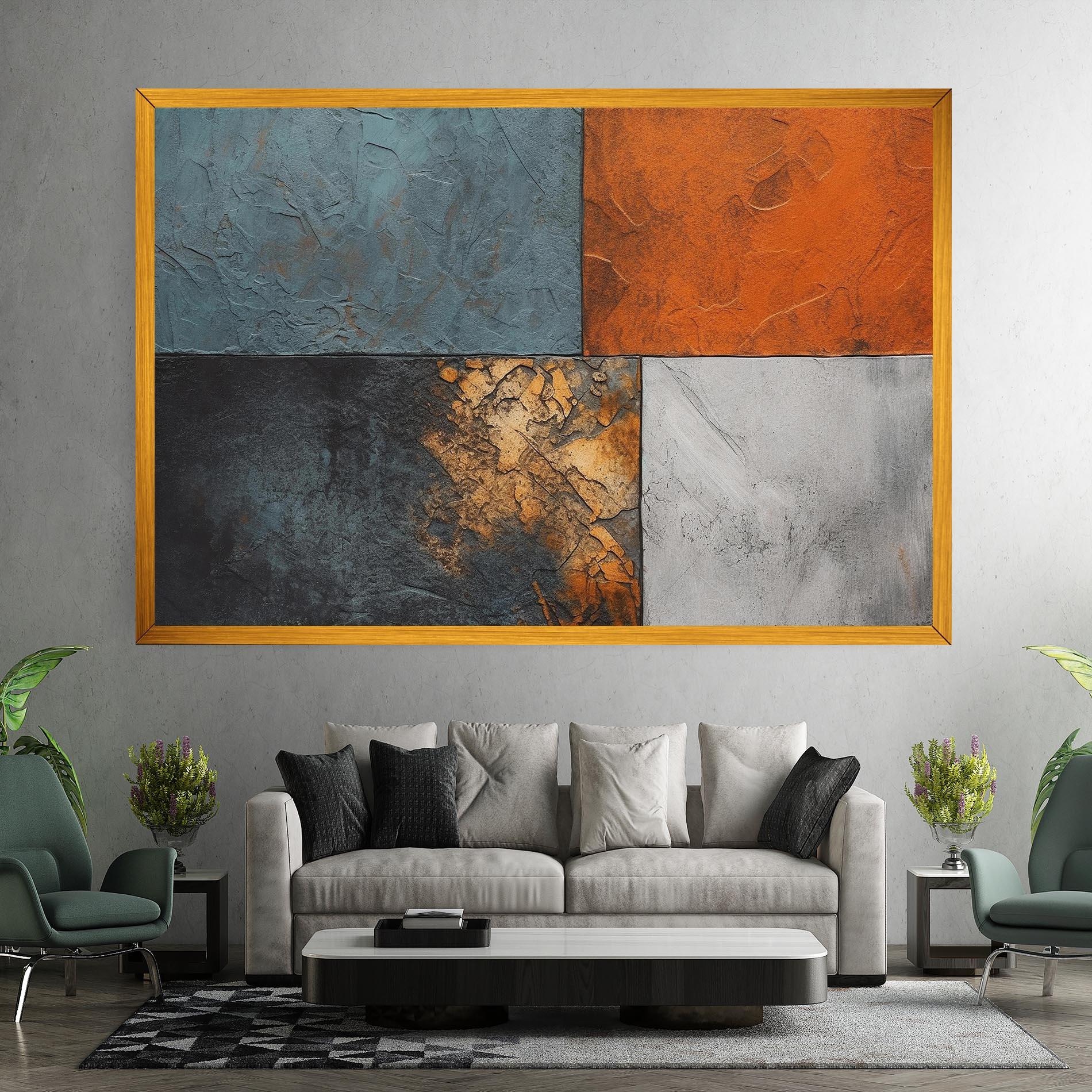 Leinwandbild White Square With Gold mockup 7