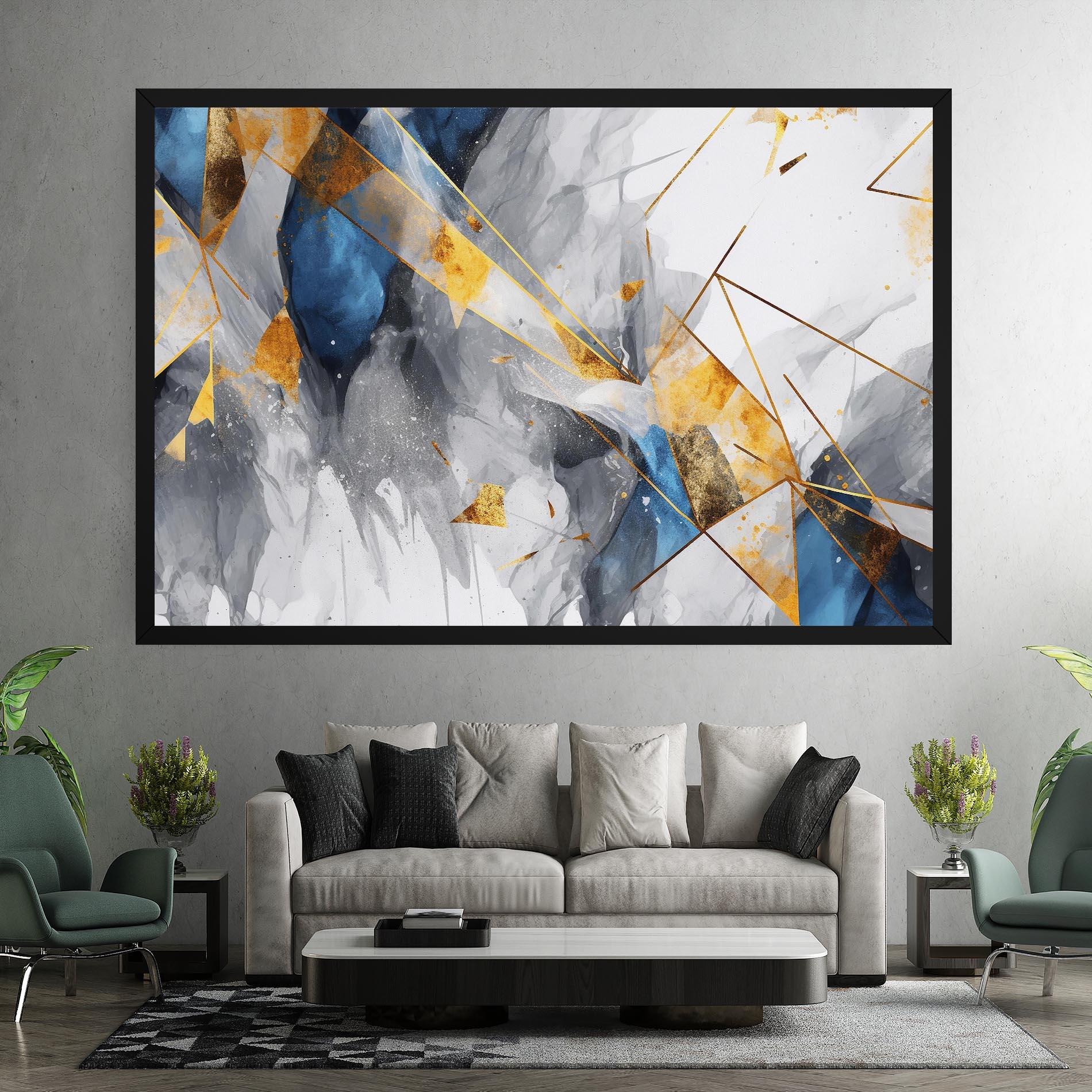 Leinwandbild Abstract Gold Blue Pattern mockup 7