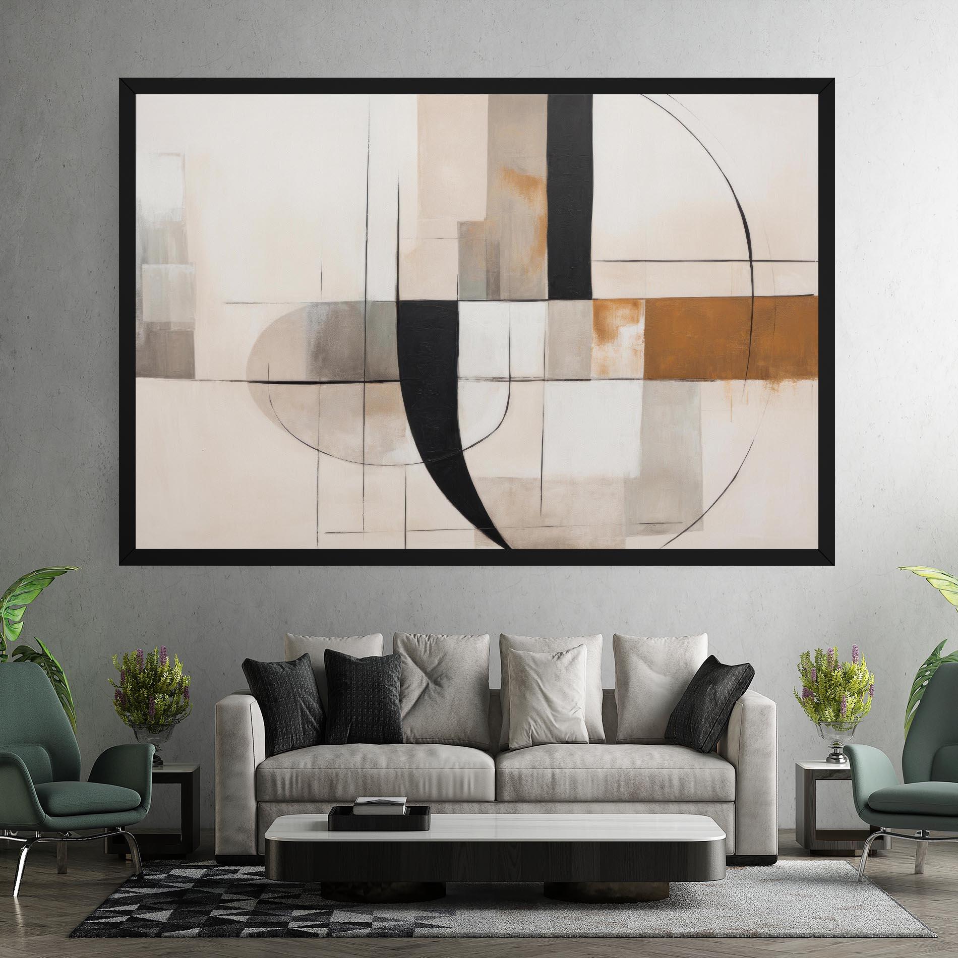 Leinwandbild Black Abstract Lines mockup 7