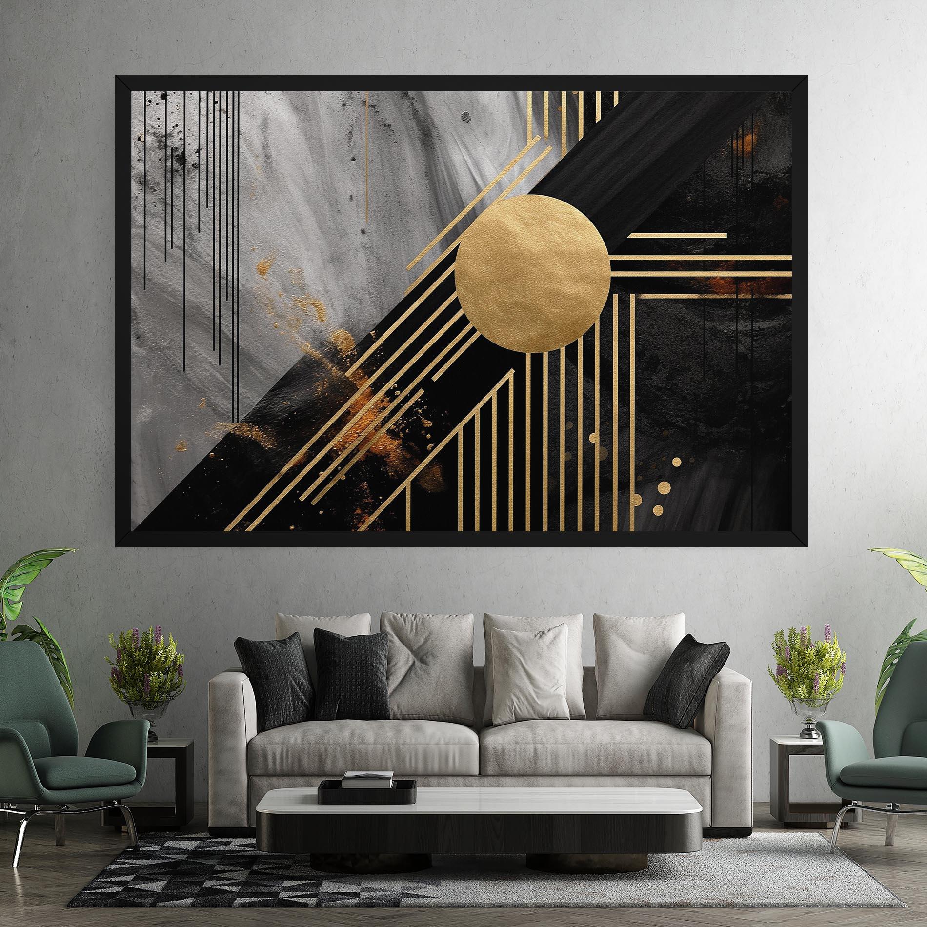 Leinwandbild Gold Circle With Lines mockup 7