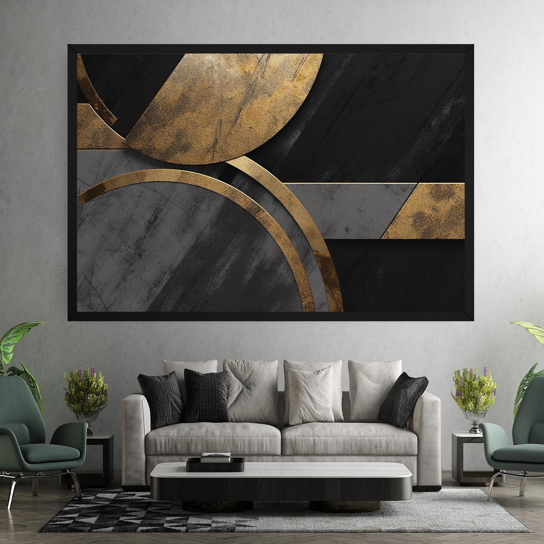 Grey With Gold Painting mockup 7