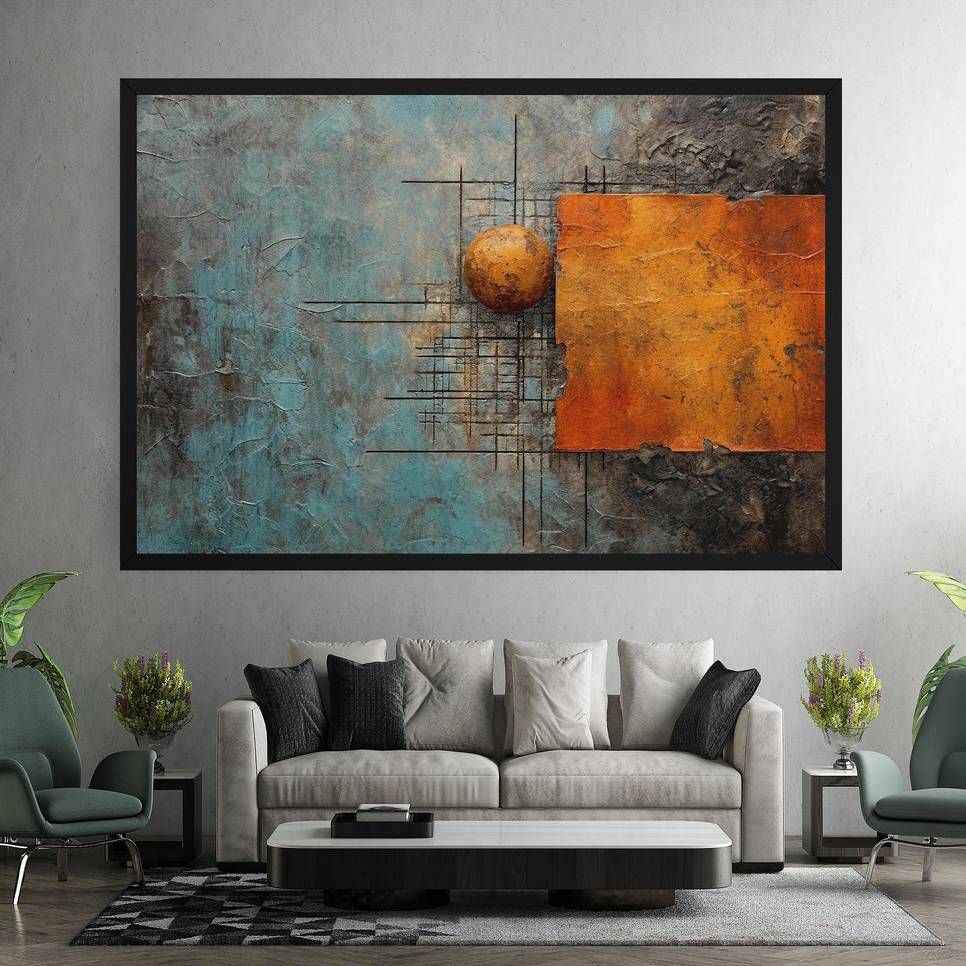 Orange Square Painting mockup 7