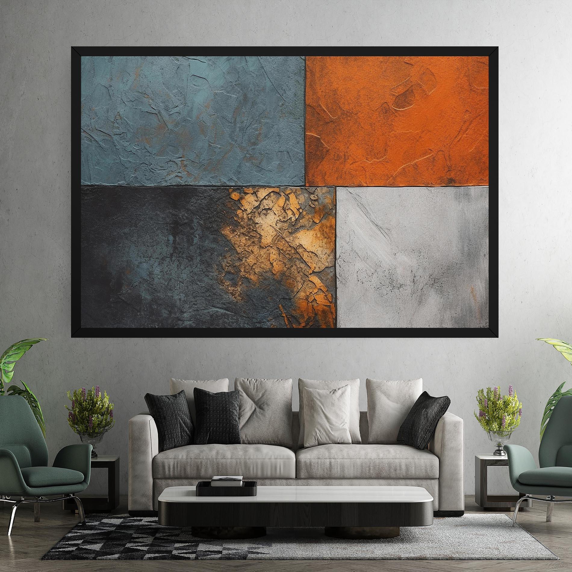 Leinwandbild White Square With Gold mockup 7