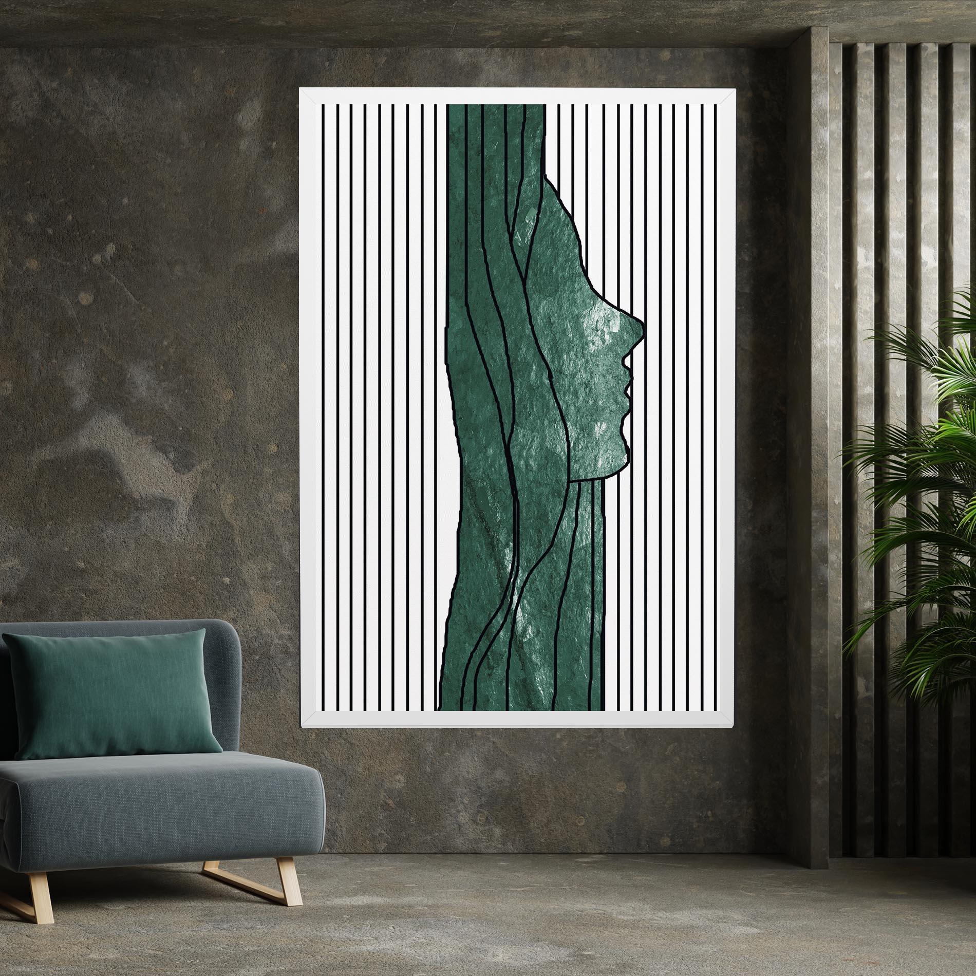 Leinwandbild Abstract Green Face mockup 7