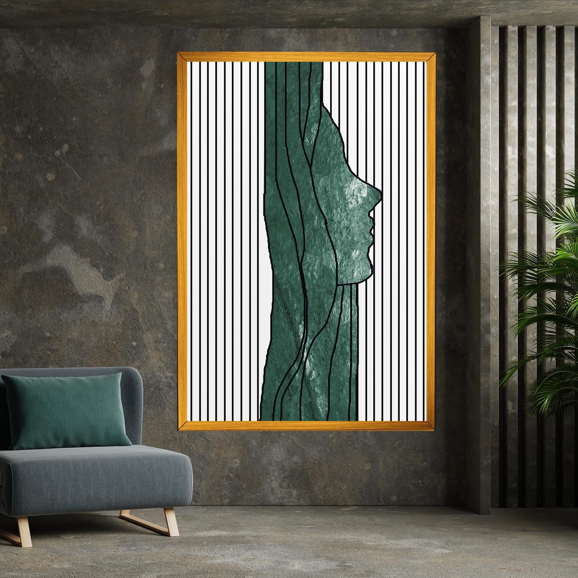 Leinwandbild Abstract Green Face mockup 7