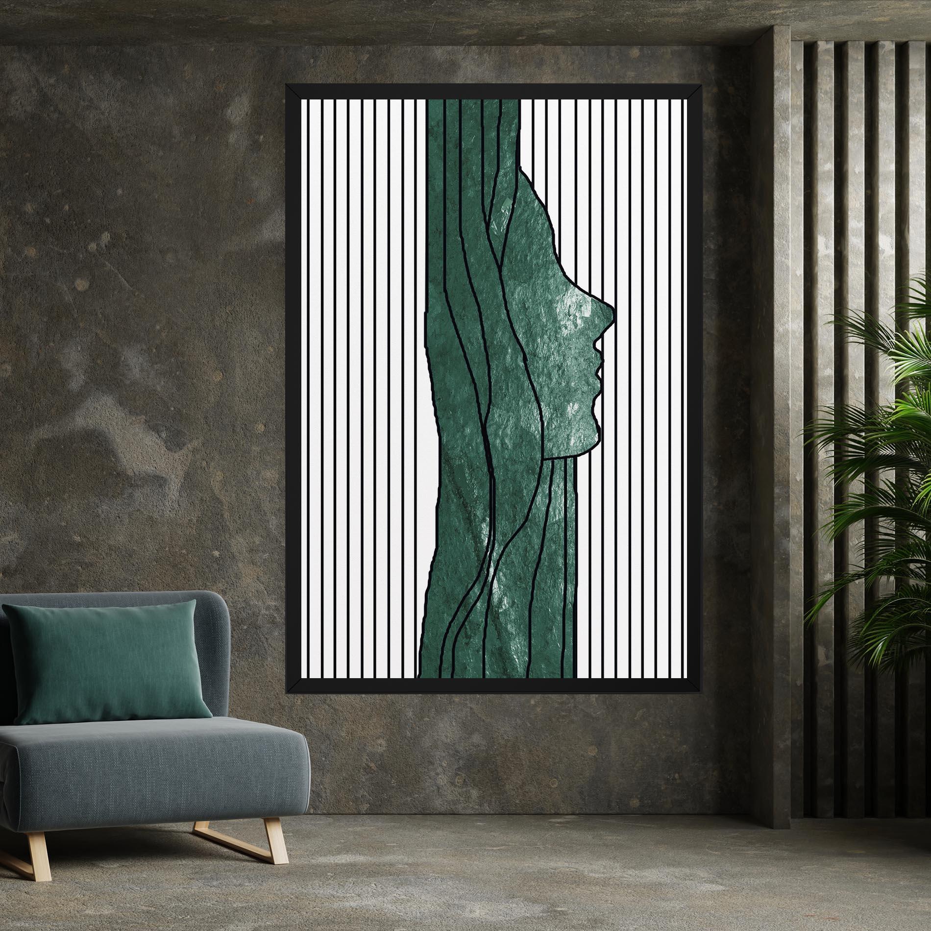 Leinwandbild Abstract Green Face mockup 7