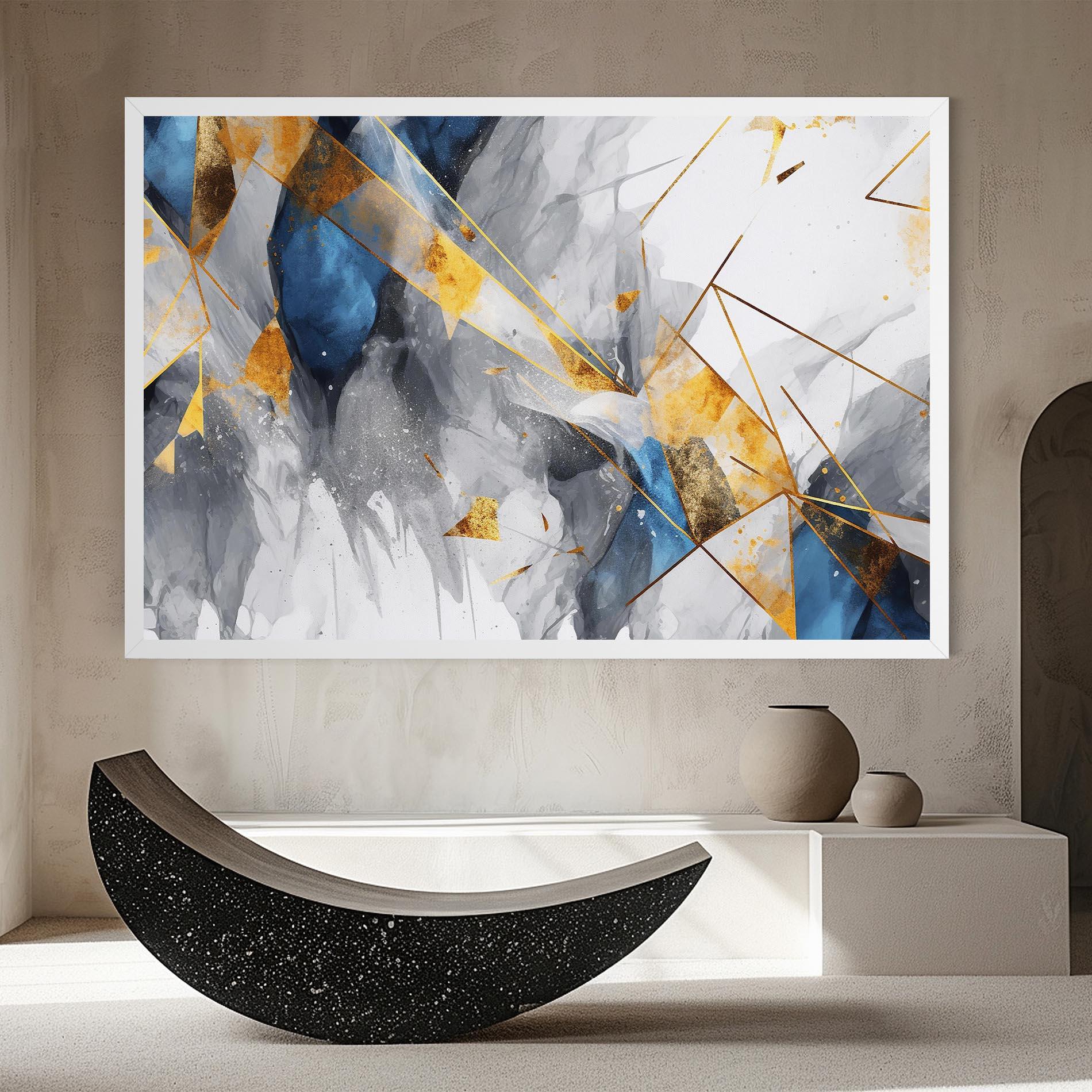 Leinwandbild Abstract Gold Blue Pattern mockup 8