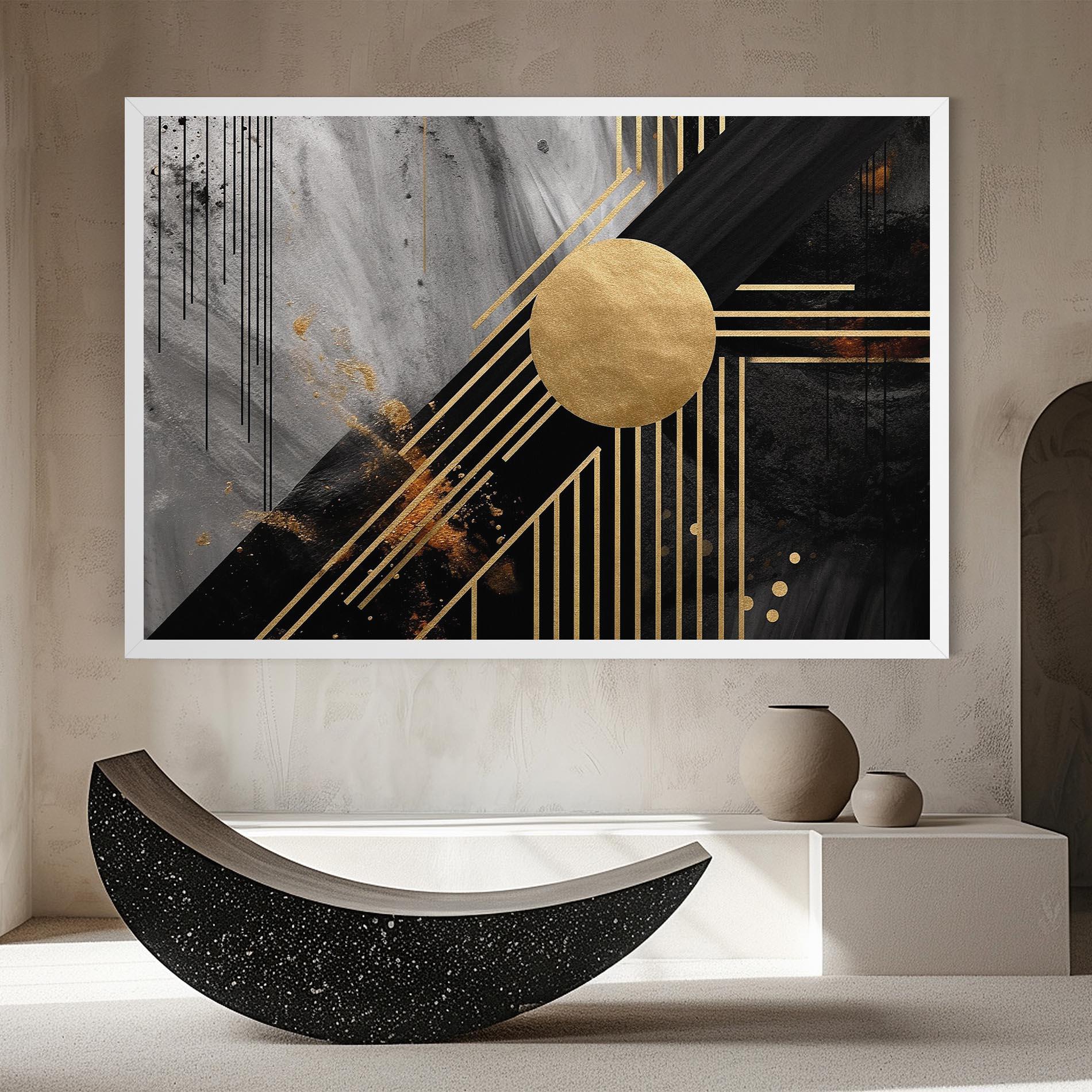 Leinwandbild Gold Circle With Lines mockup 8