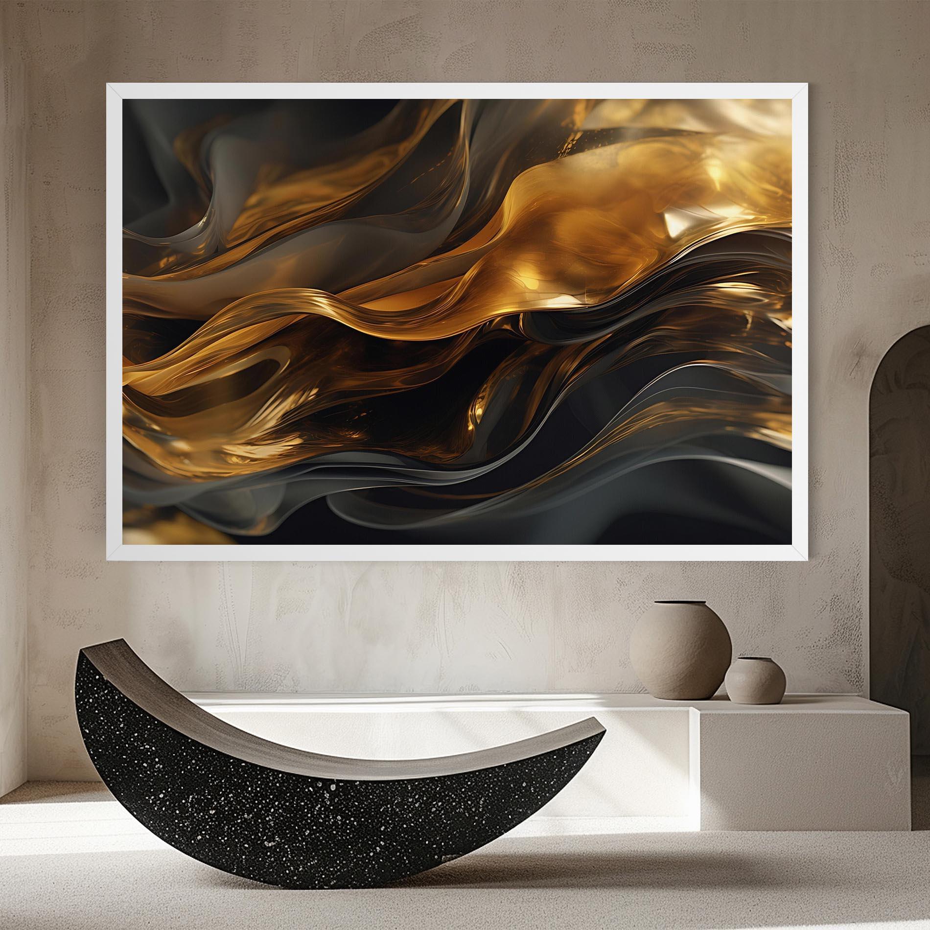 Leinwandbild Gold With Black Wave mockup 8