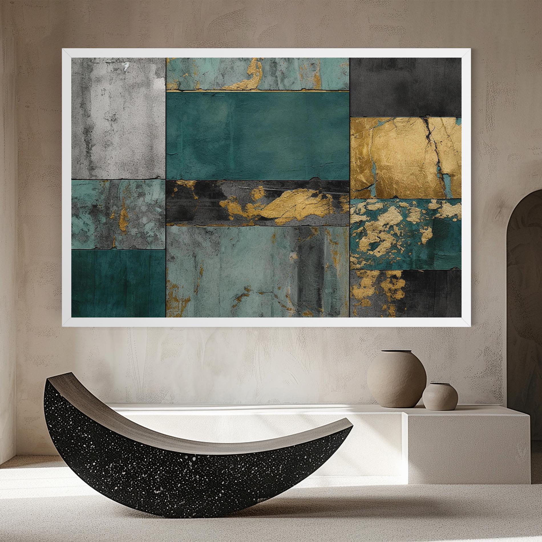 Leinwandbild Golden Green Painting mockup 8