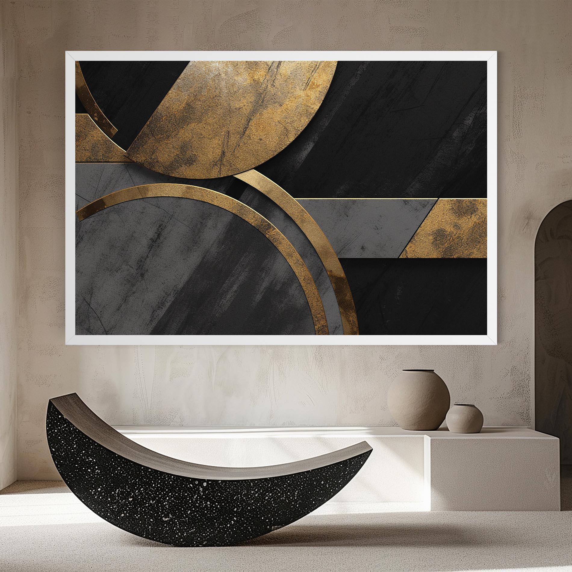Leinwandbild Grey With Gold Painting mockup 8
