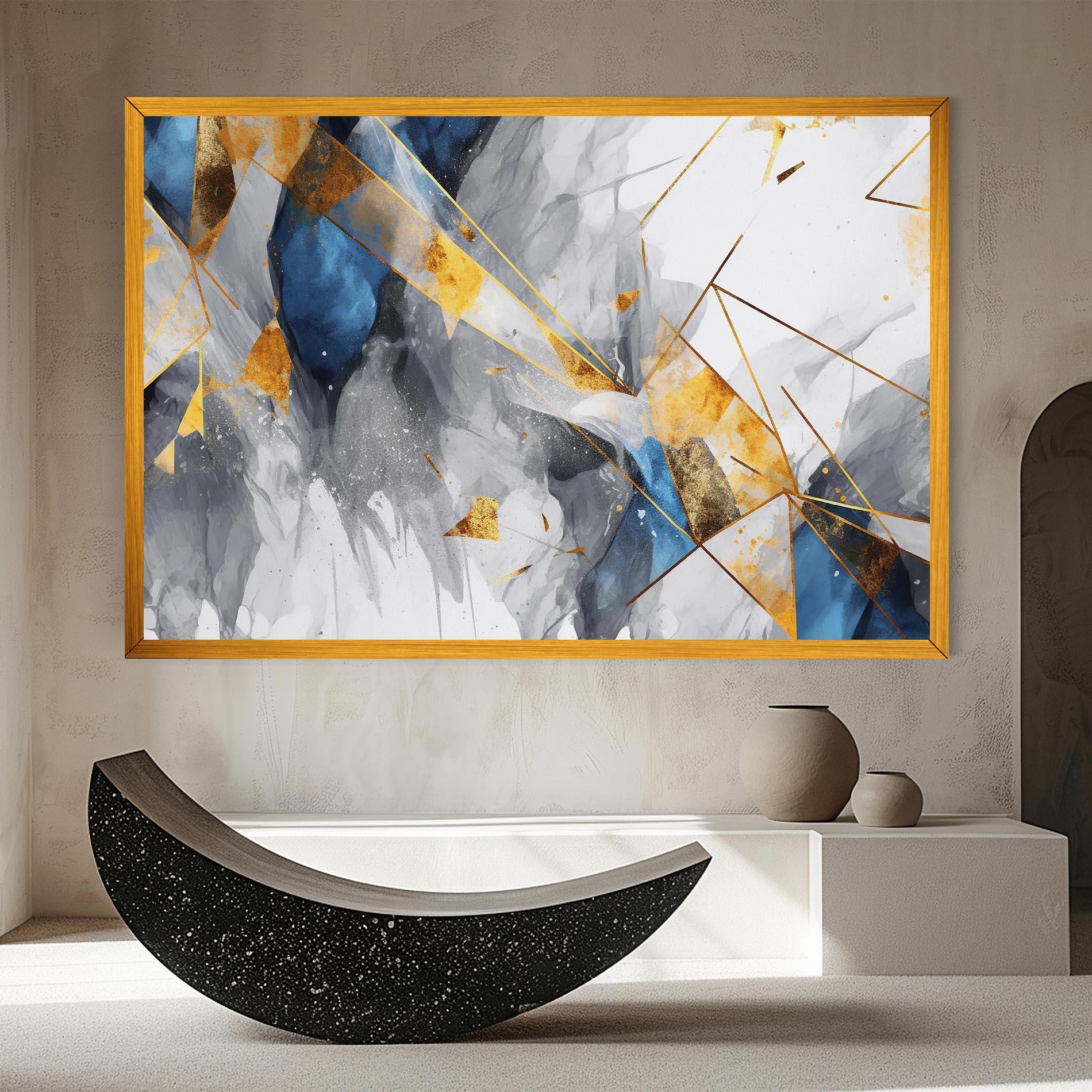 Leinwandbild Abstract Gold Blue Pattern mockup 8