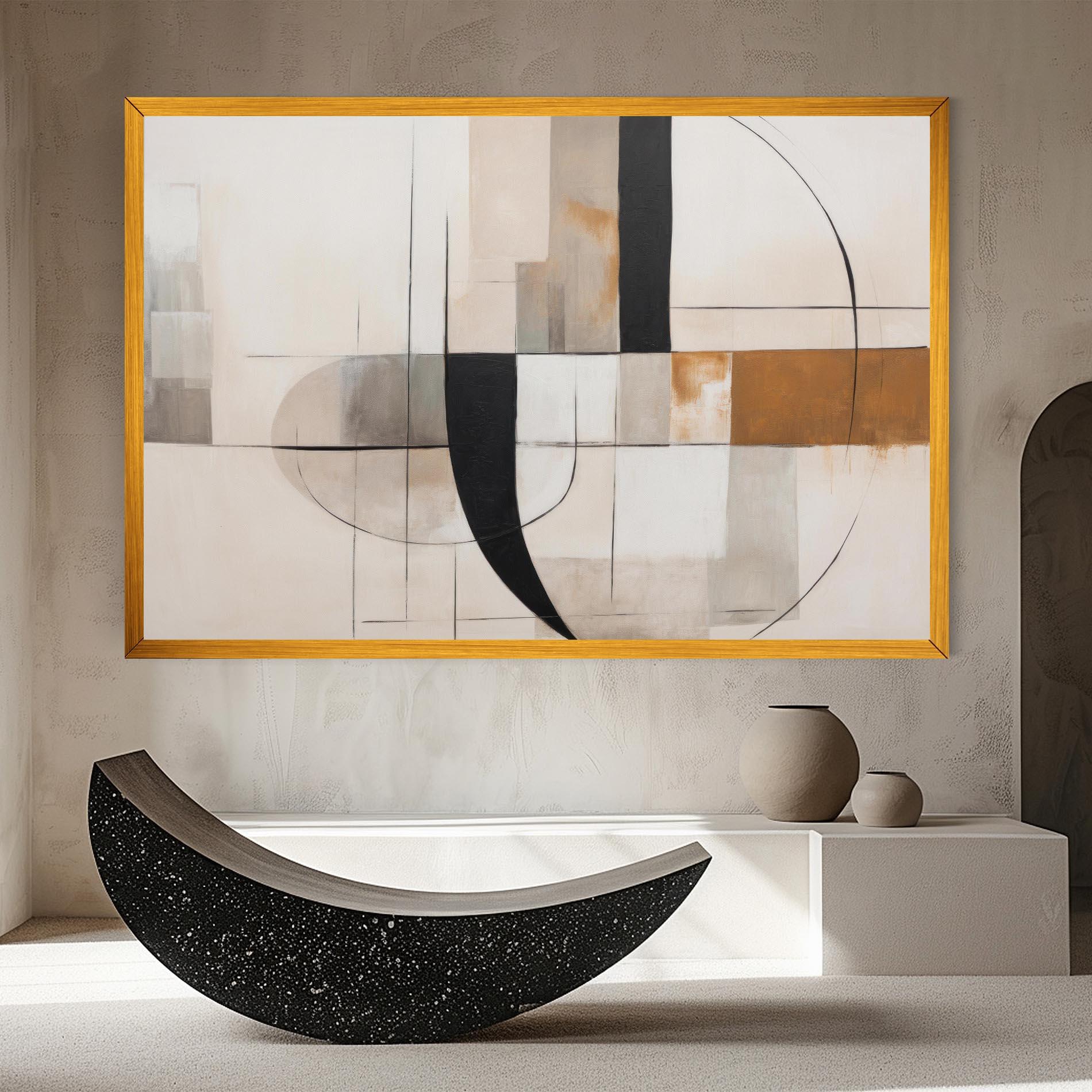 Leinwandbild Black Abstract Lines mockup 8