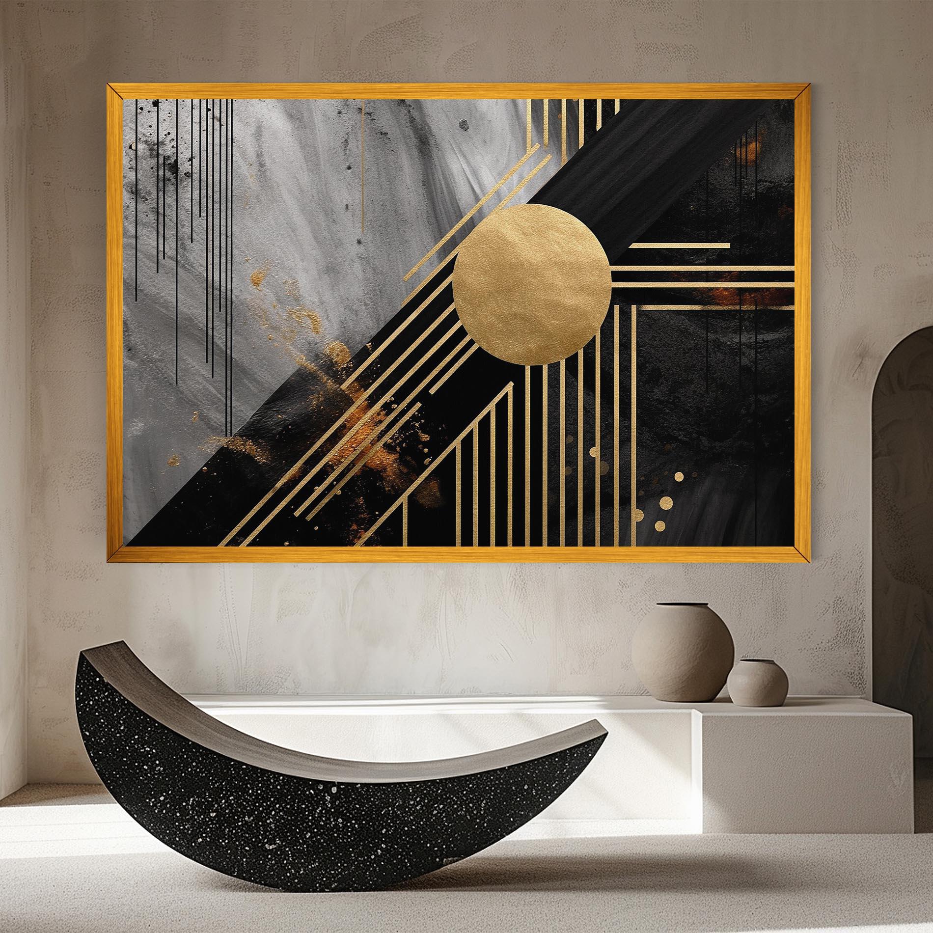 Leinwandbild Gold Circle With Lines mockup 8