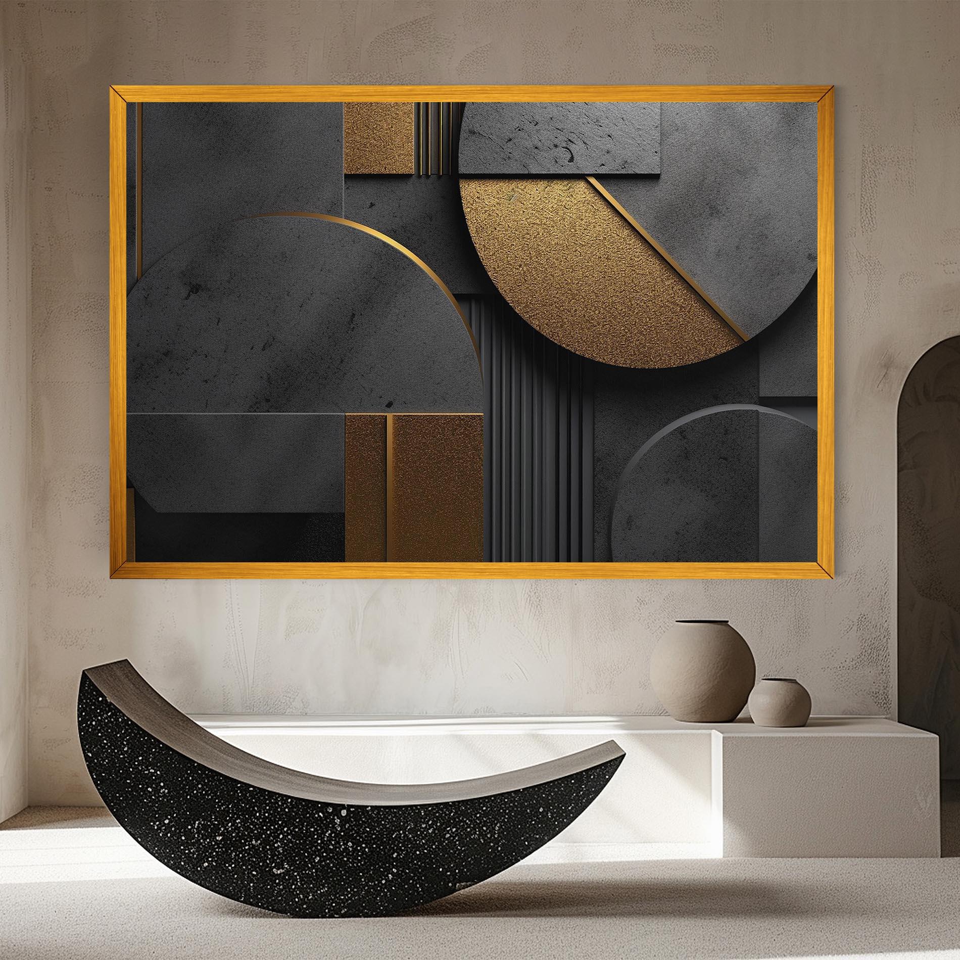 Leinwandbild Gold With Grey Circle mockup 8