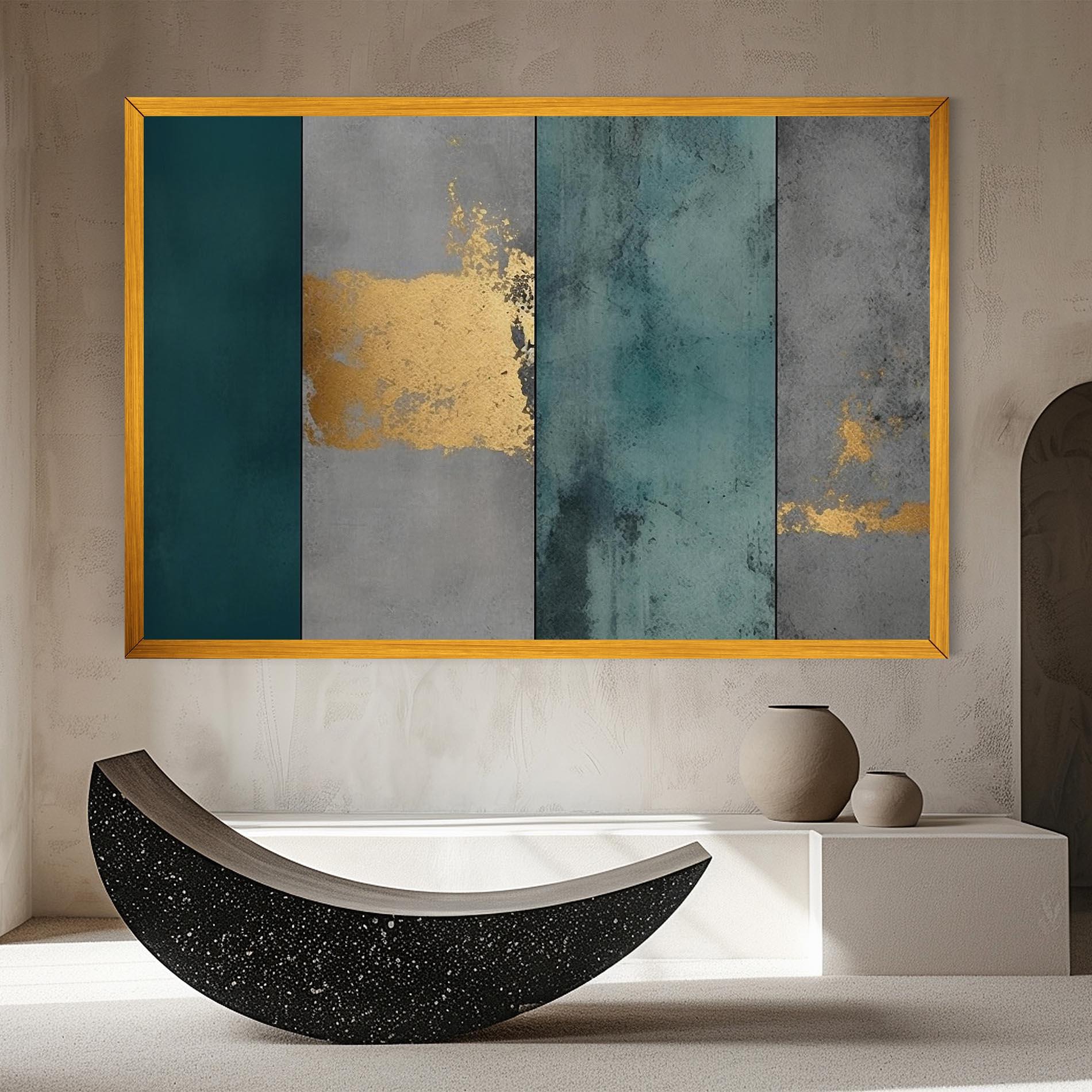 Leinwandbild Green Colors With Gold mockup 8