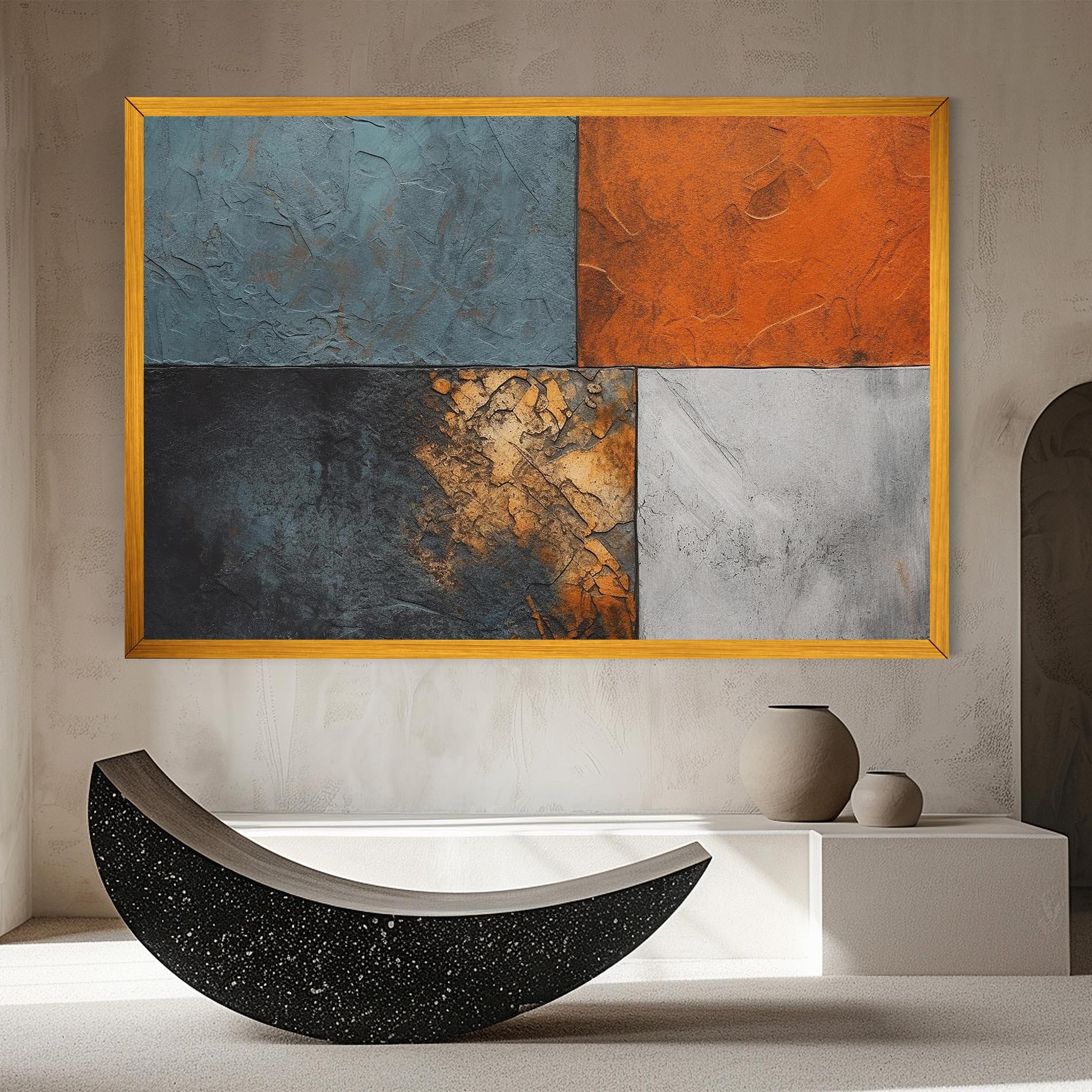 Leinwandbild White Square With Gold mockup 8