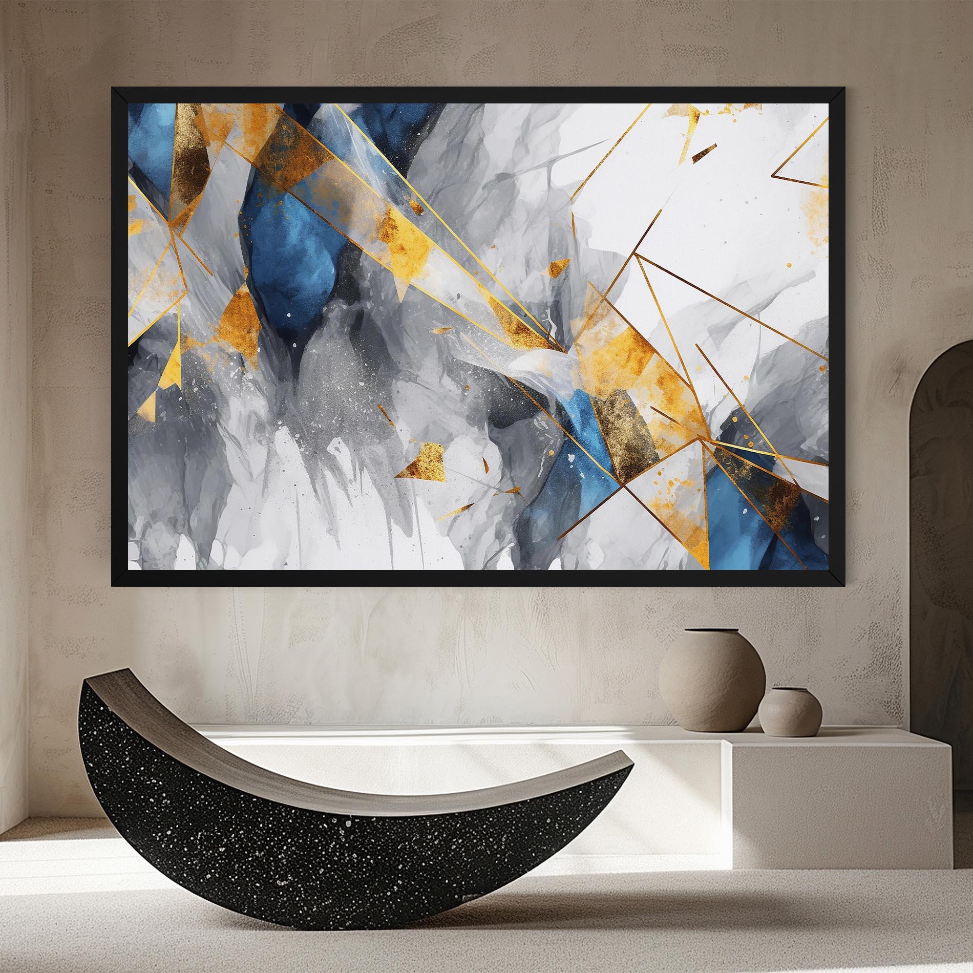 Leinwandbild Abstract Gold Blue Pattern mockup 8