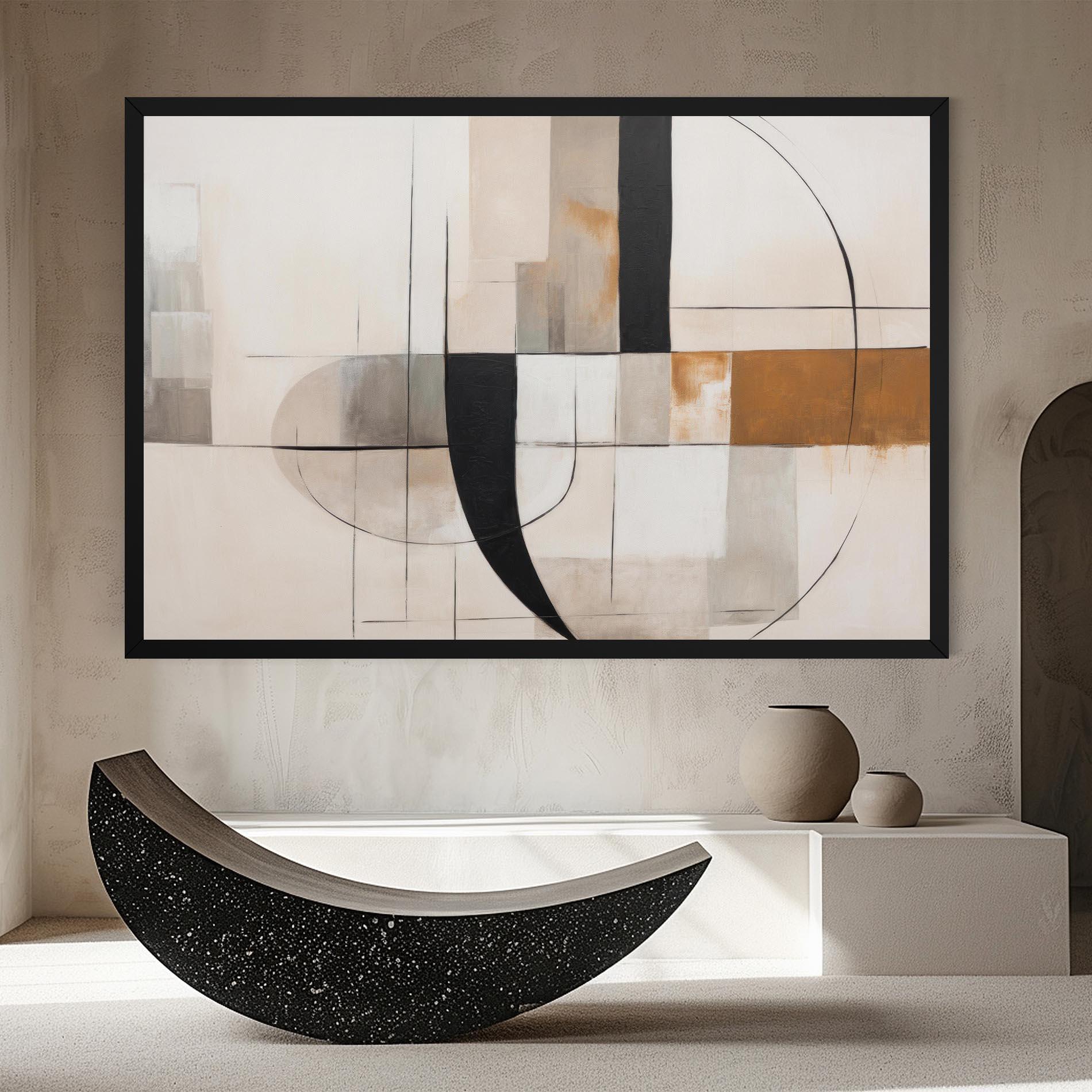 Leinwandbild Black Abstract Lines mockup 8