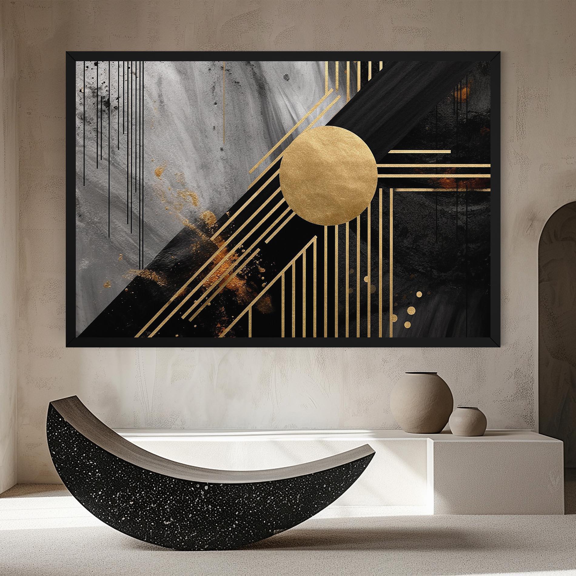 Leinwandbild Gold Circle With Lines mockup 8