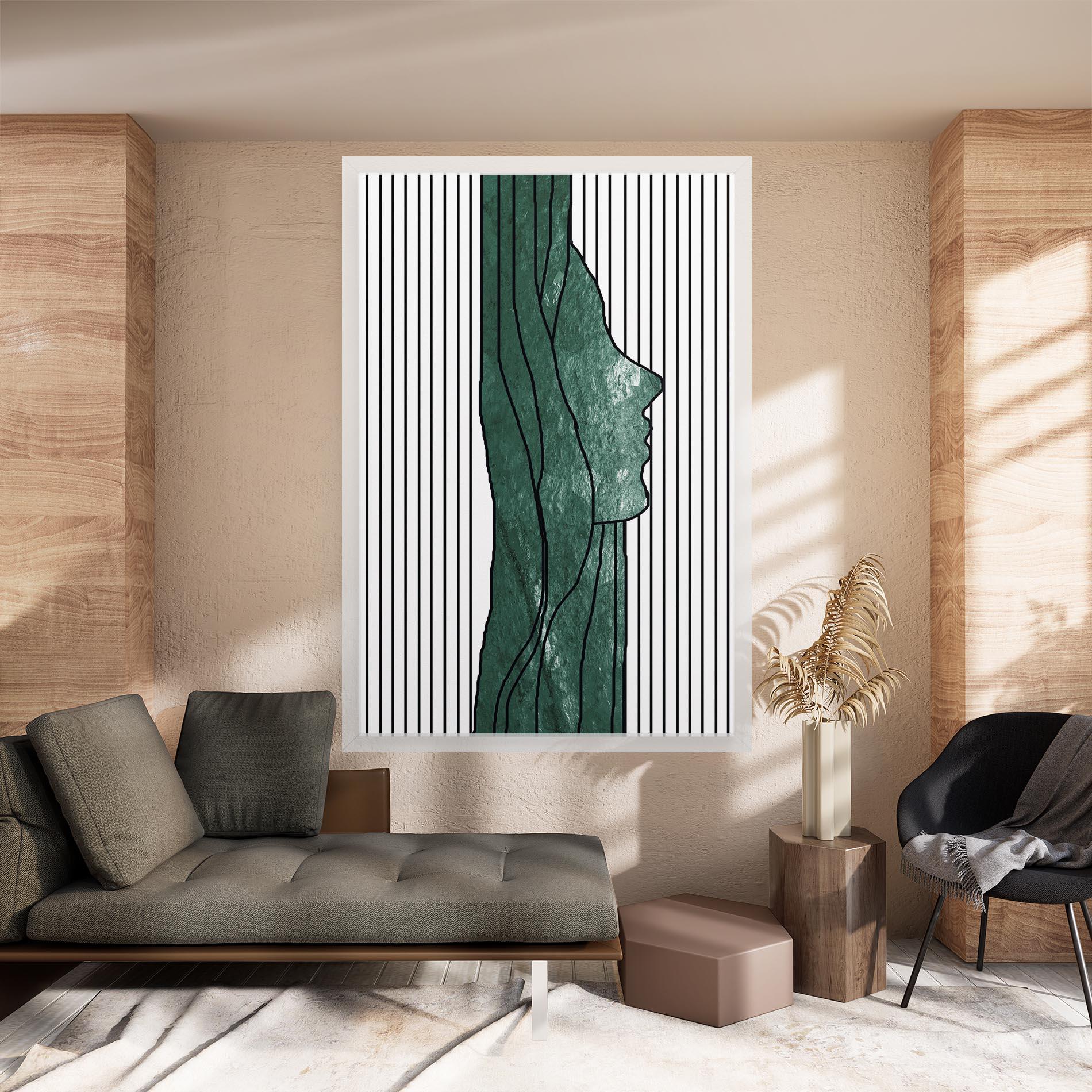 Leinwandbild Abstract Green Face mockup 8