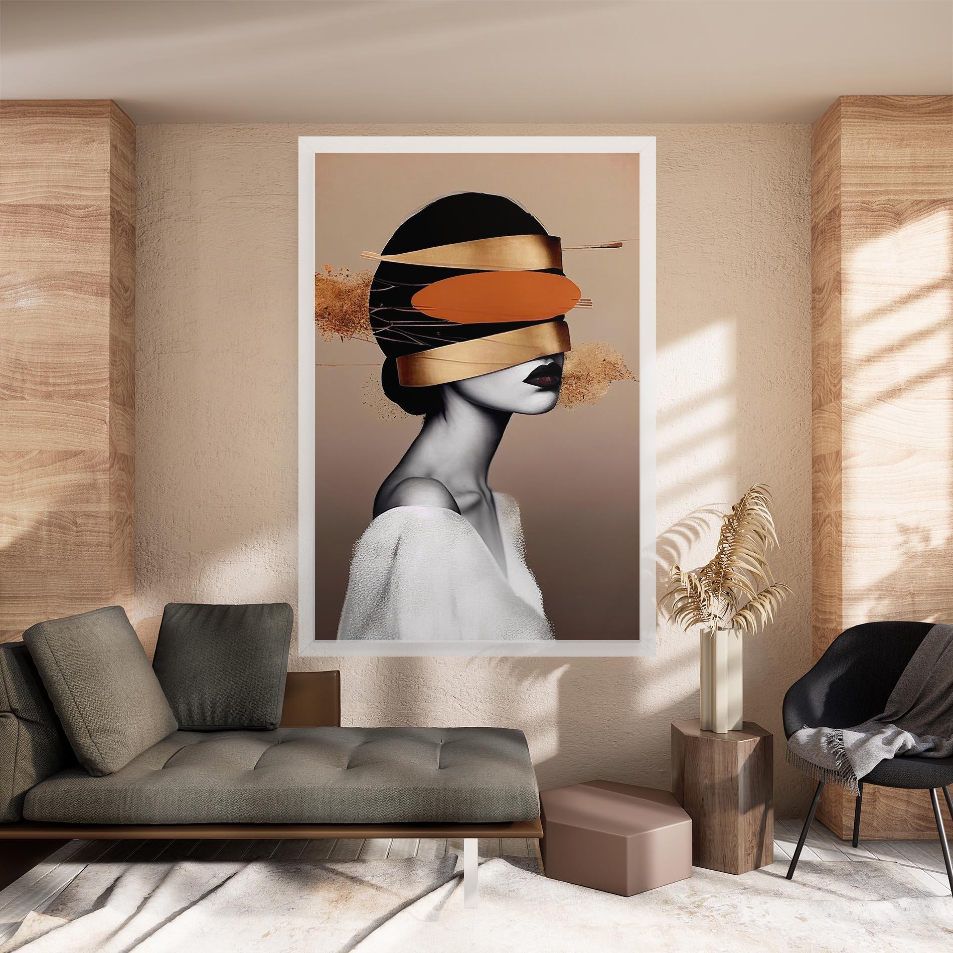 Leinwandbild Woman With Gold Lines mockup 8