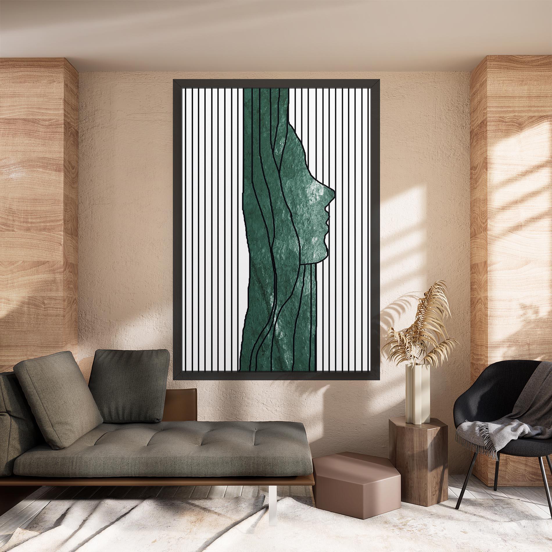 Leinwandbild Abstract Green Face mockup 8