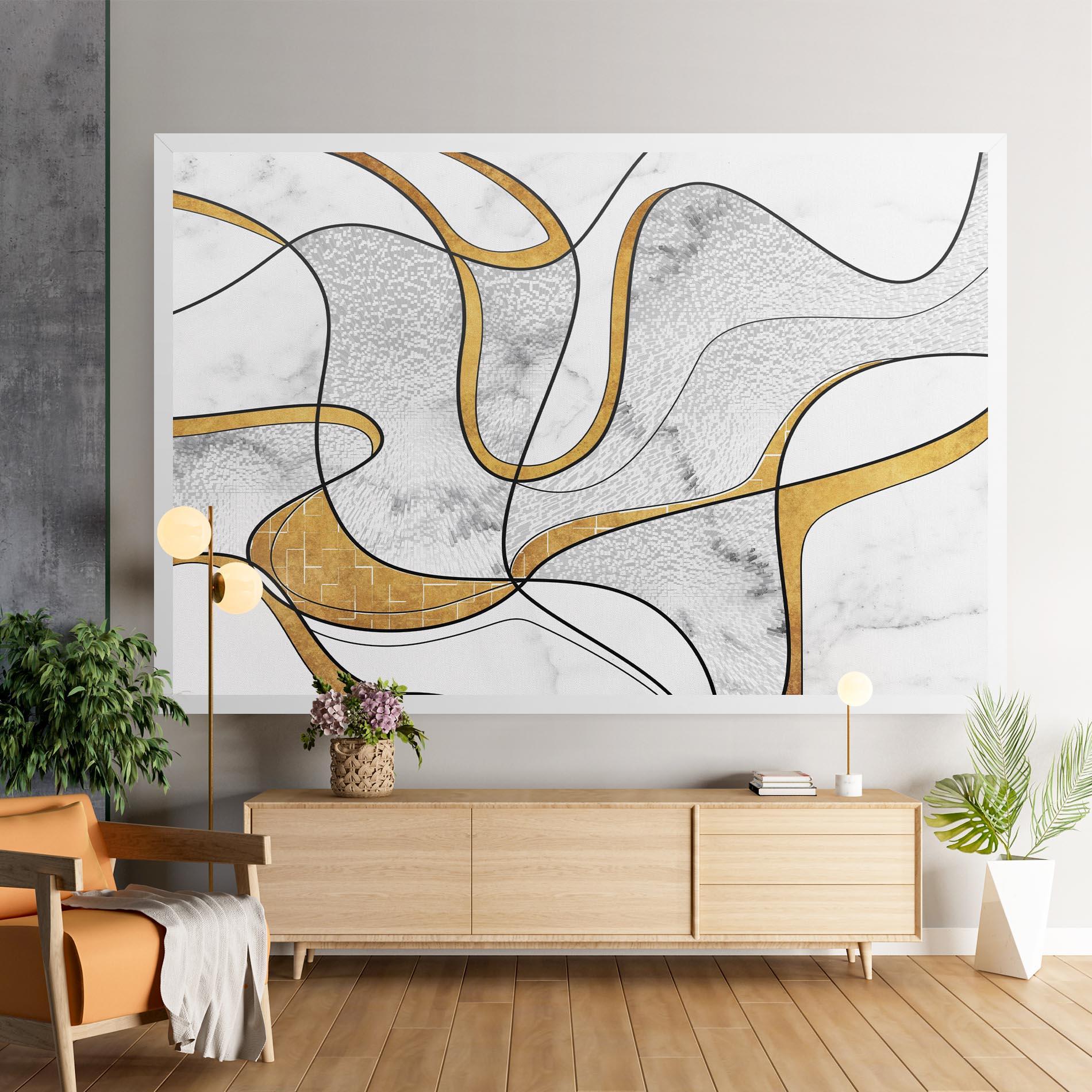 Leinwandbild Abstract Gold Lines mockup 9