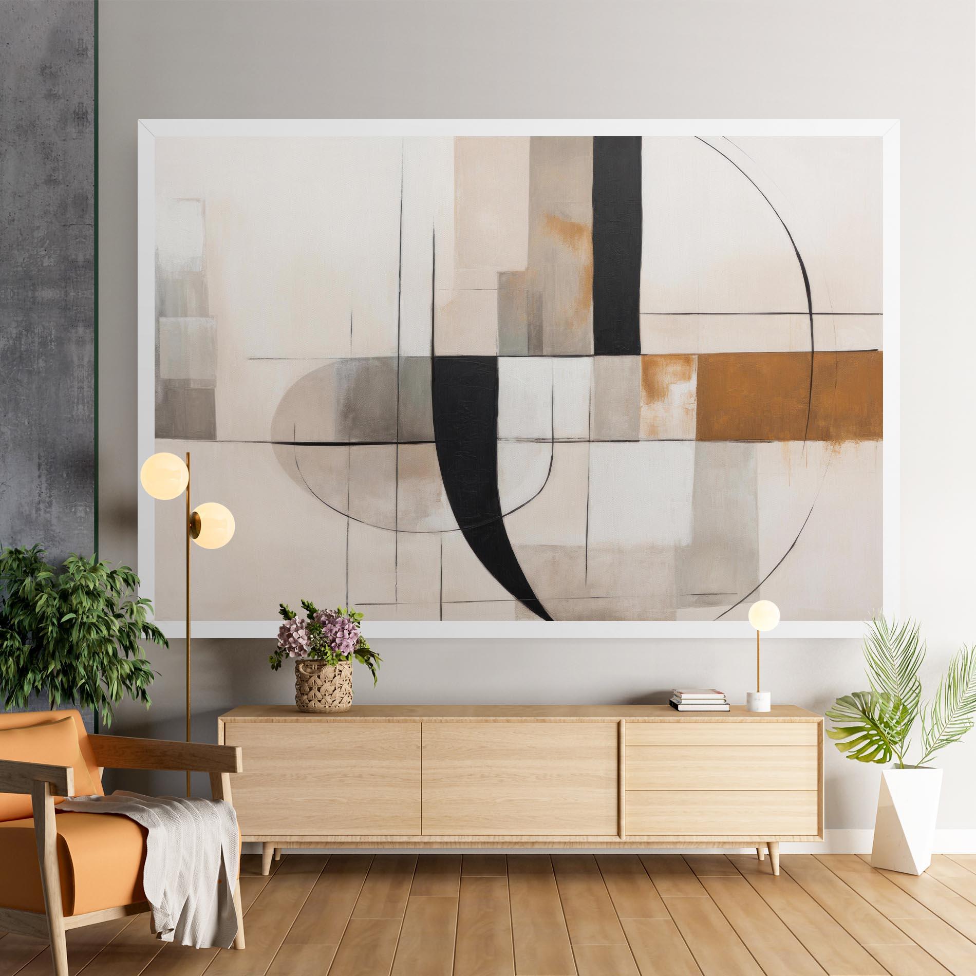 Leinwandbild Black Abstract Lines mockup 9