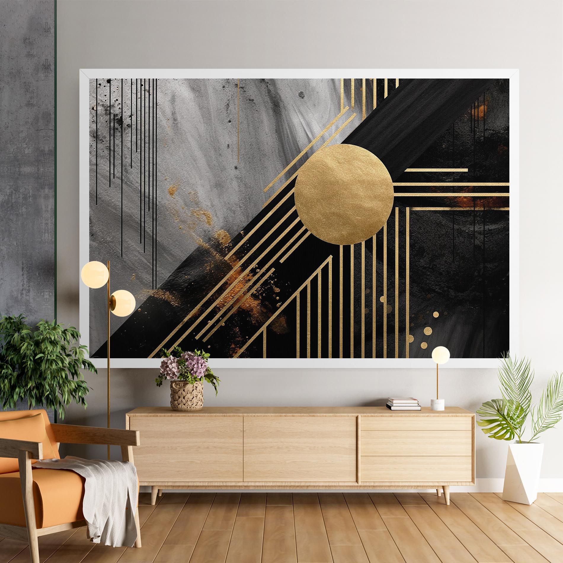 Gold Circle With Lines mockup 9