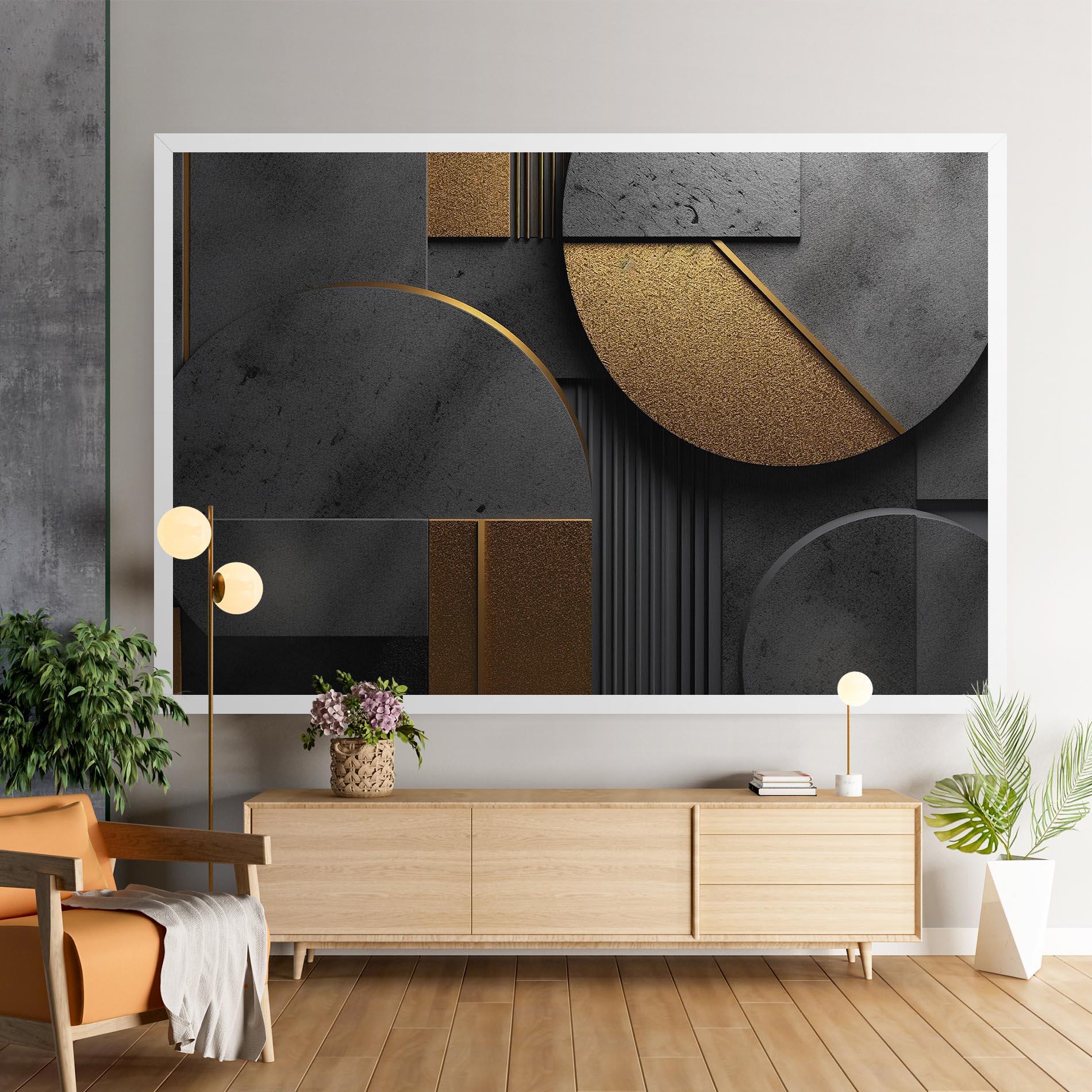 Leinwandbild Gold With Grey Circle mockup 9